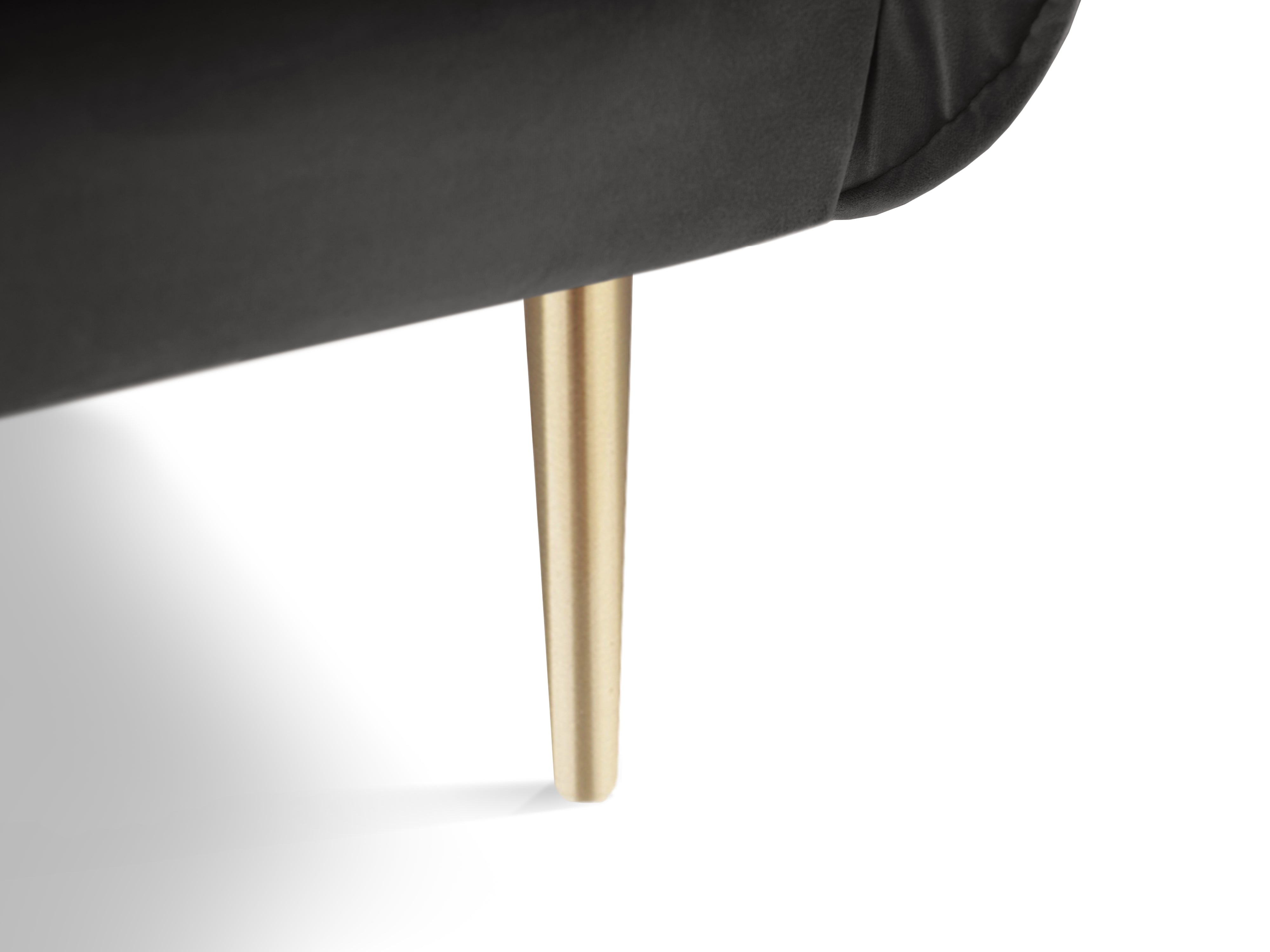 Velvet armchair VIENNA dark gray with a gold base