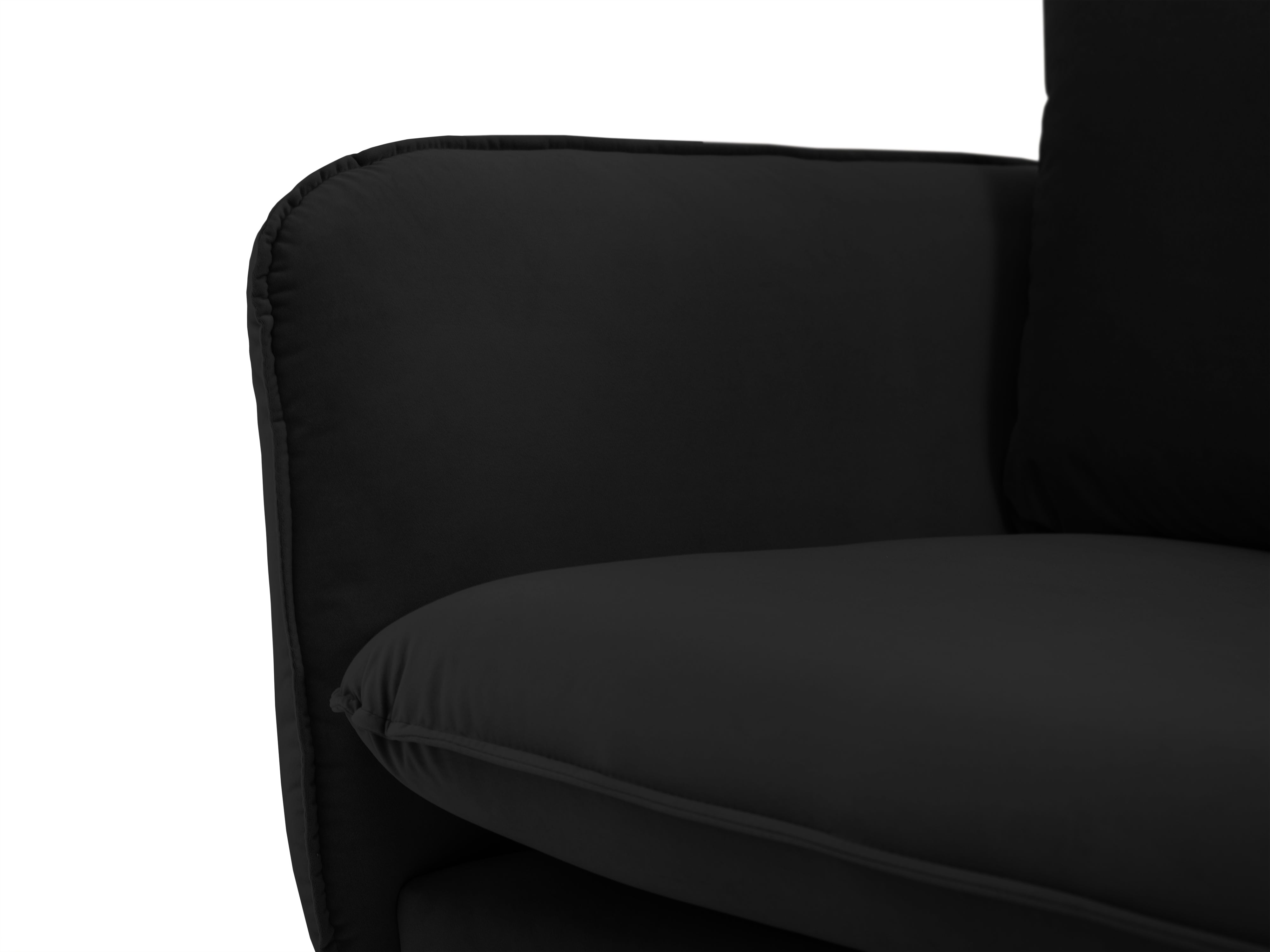 Sofa panoramisch samtig für 6 Personen VIENNA schwarz mit goldenem Fuß