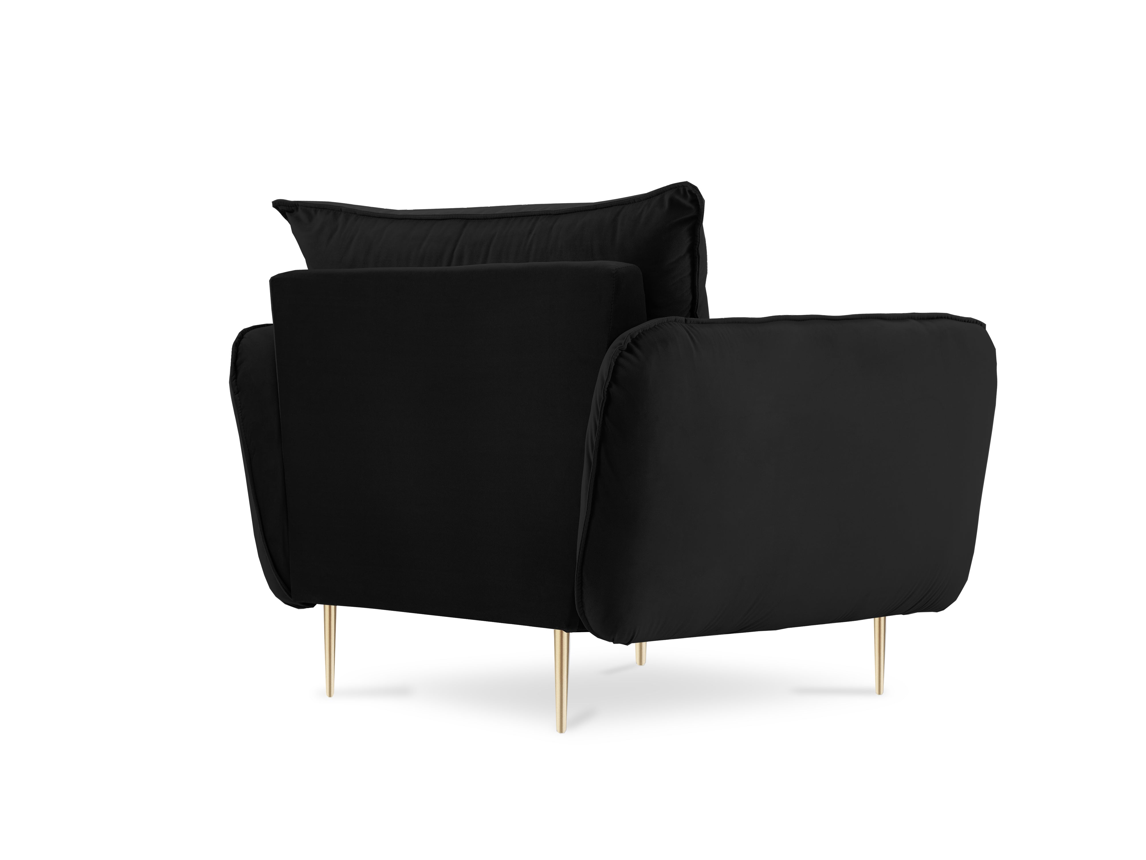 Samt-Sessel VIENNA schwarz mit goldenem Fuß