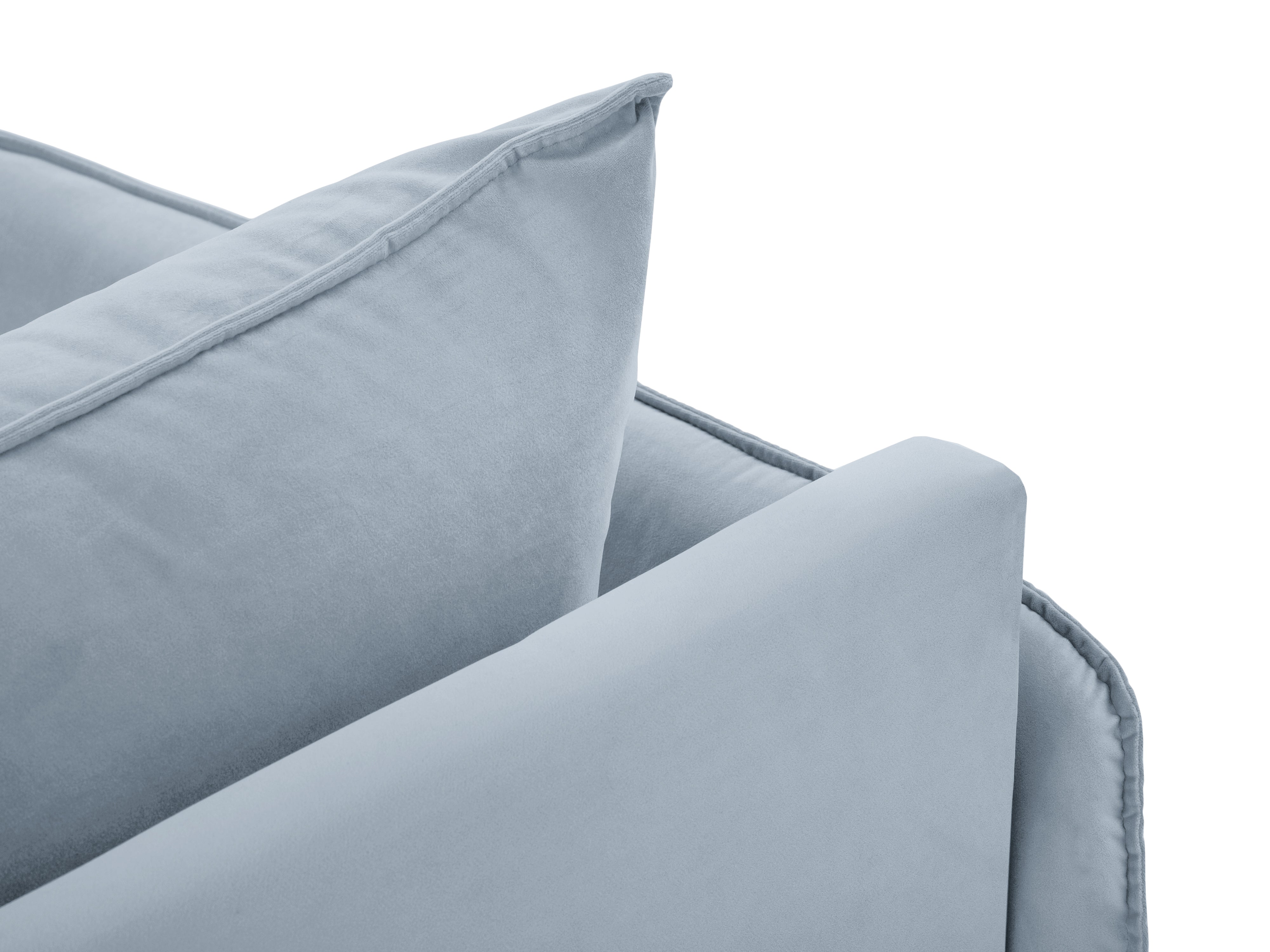 Sofalängssofa aus Samt links VIENNA hellblau mit goldenem Fuß