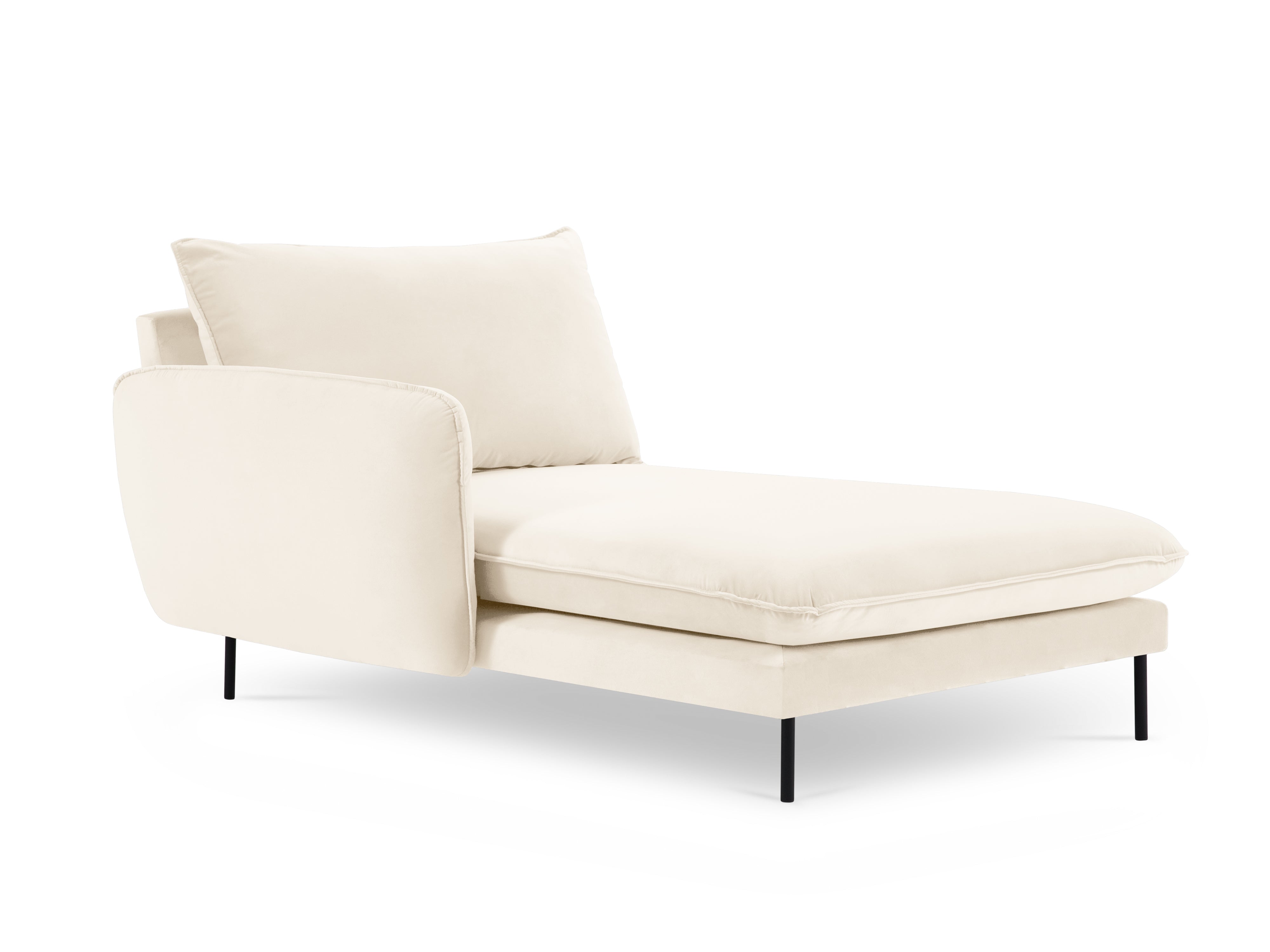 Beige Velvet Left-Side Chaise Longue VIENNA with Black Base