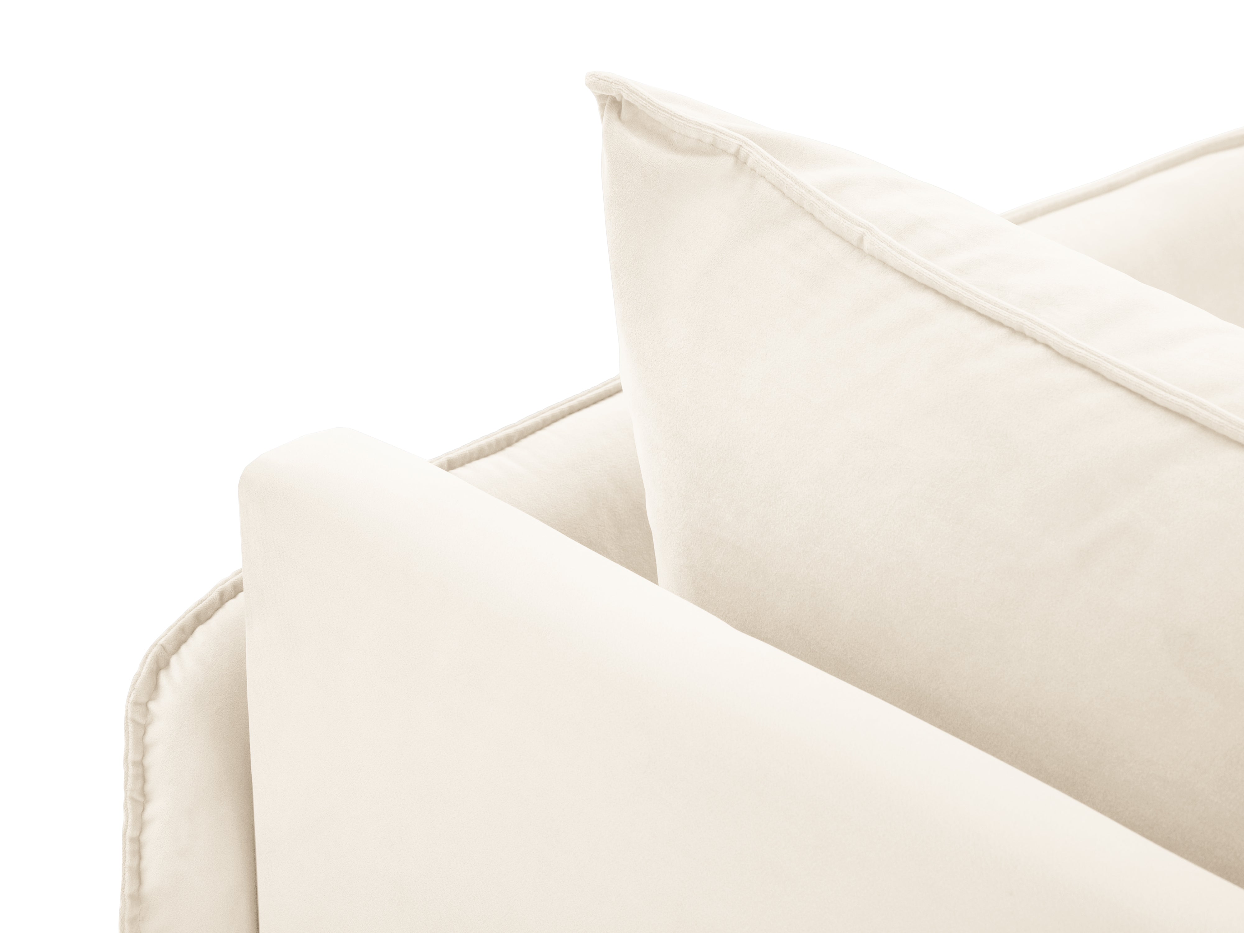 Beige Velvet Right-Hand Chaise Longue VIENNA with Black Base