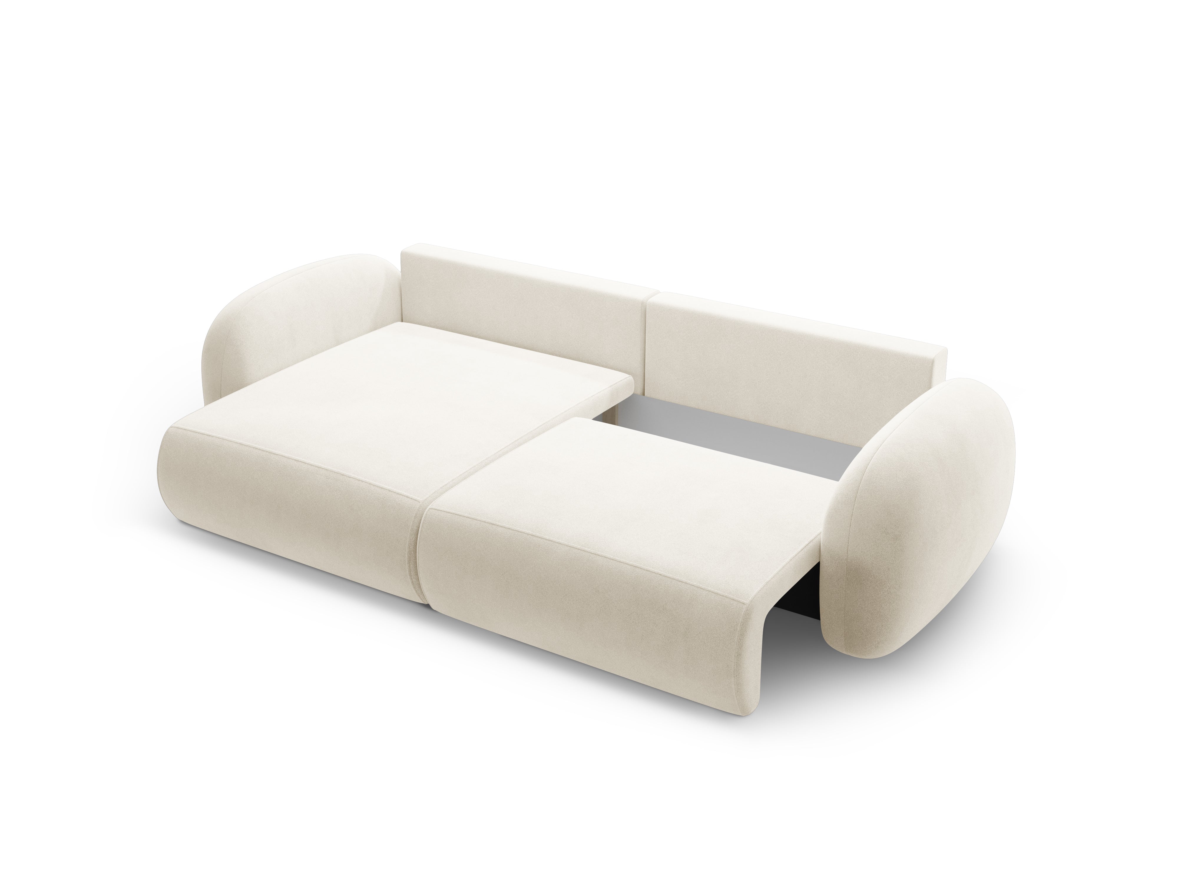 Universeller Samt-Ecksofa mit Schlaf-Funktion für 4 Personen TONALE cremefarben