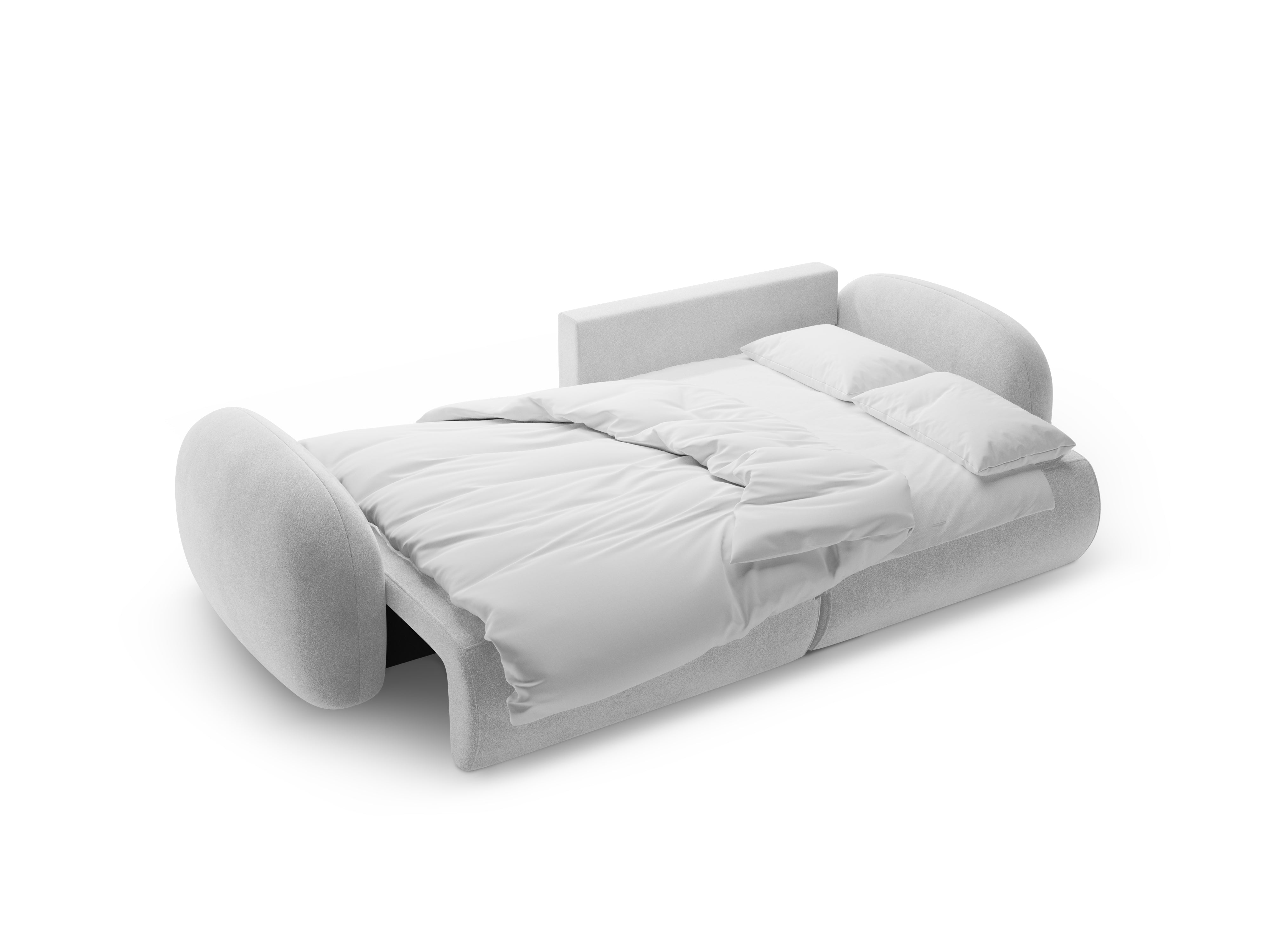 Universeller Samt-Ecksofa mit Schlaf-Funktion für 4 Personen TONALE hellgrau