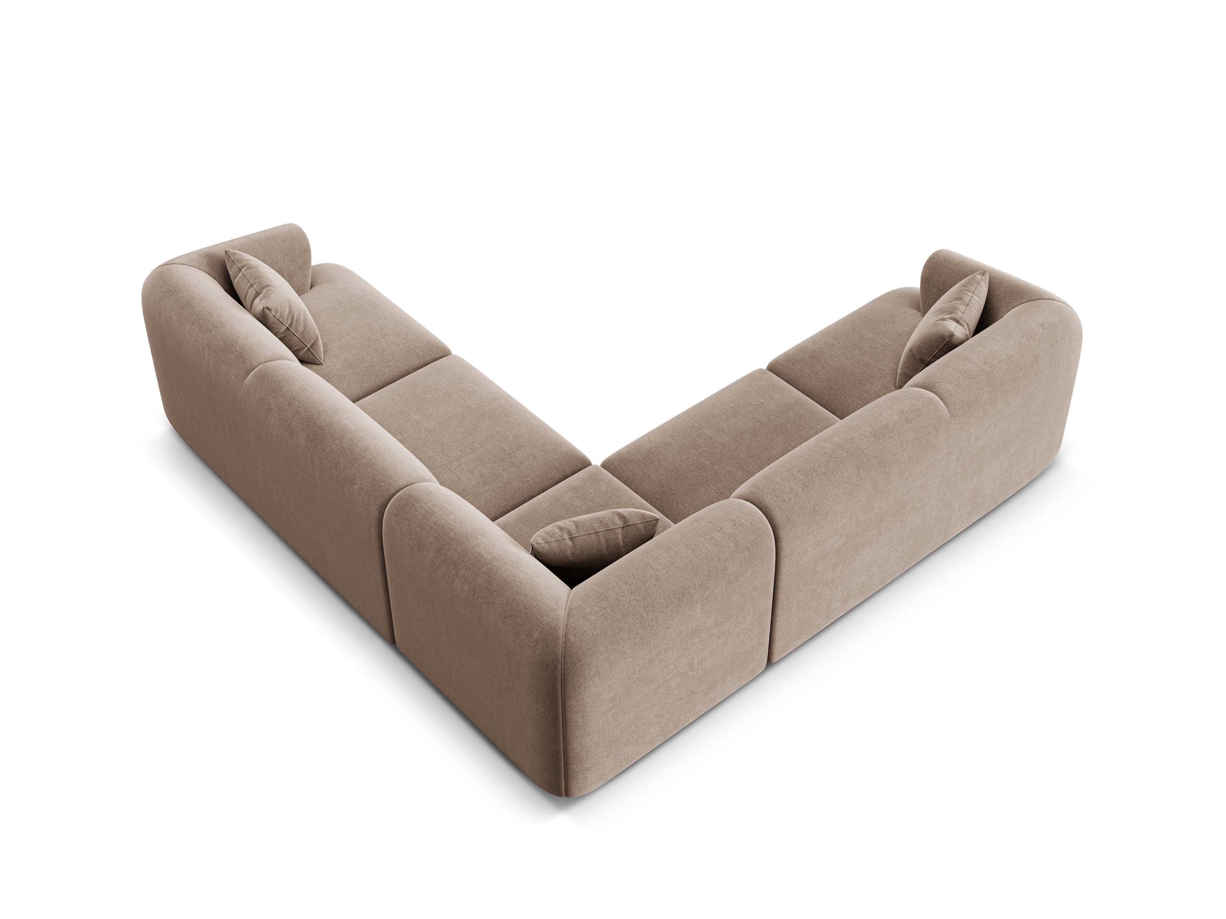 Symmetrical Velvet Corner Sofa for 4 People CAMPI Dark Beige