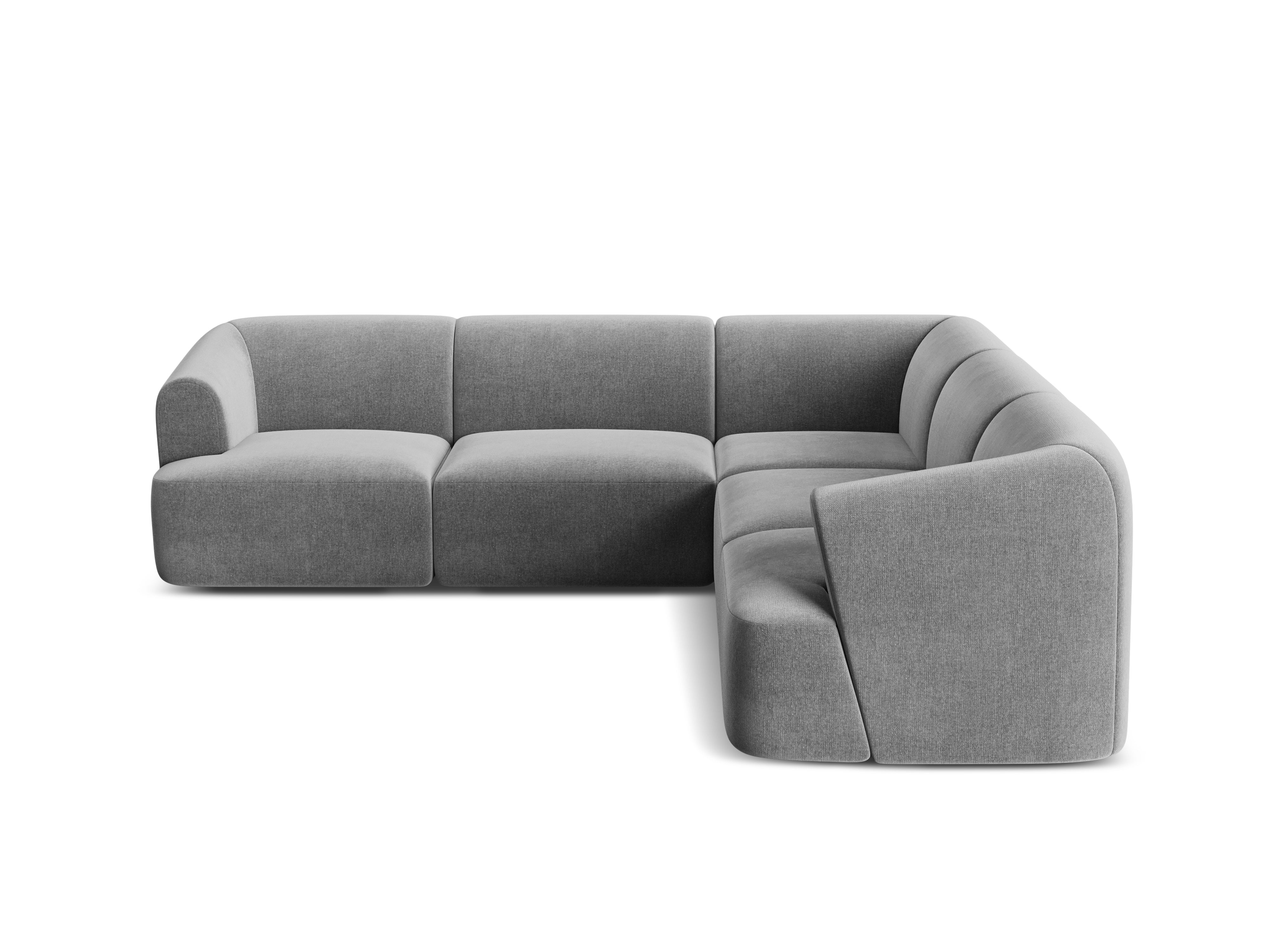 Symmetrical Velvet Corner Sofa for 4 People CAMPI Gray