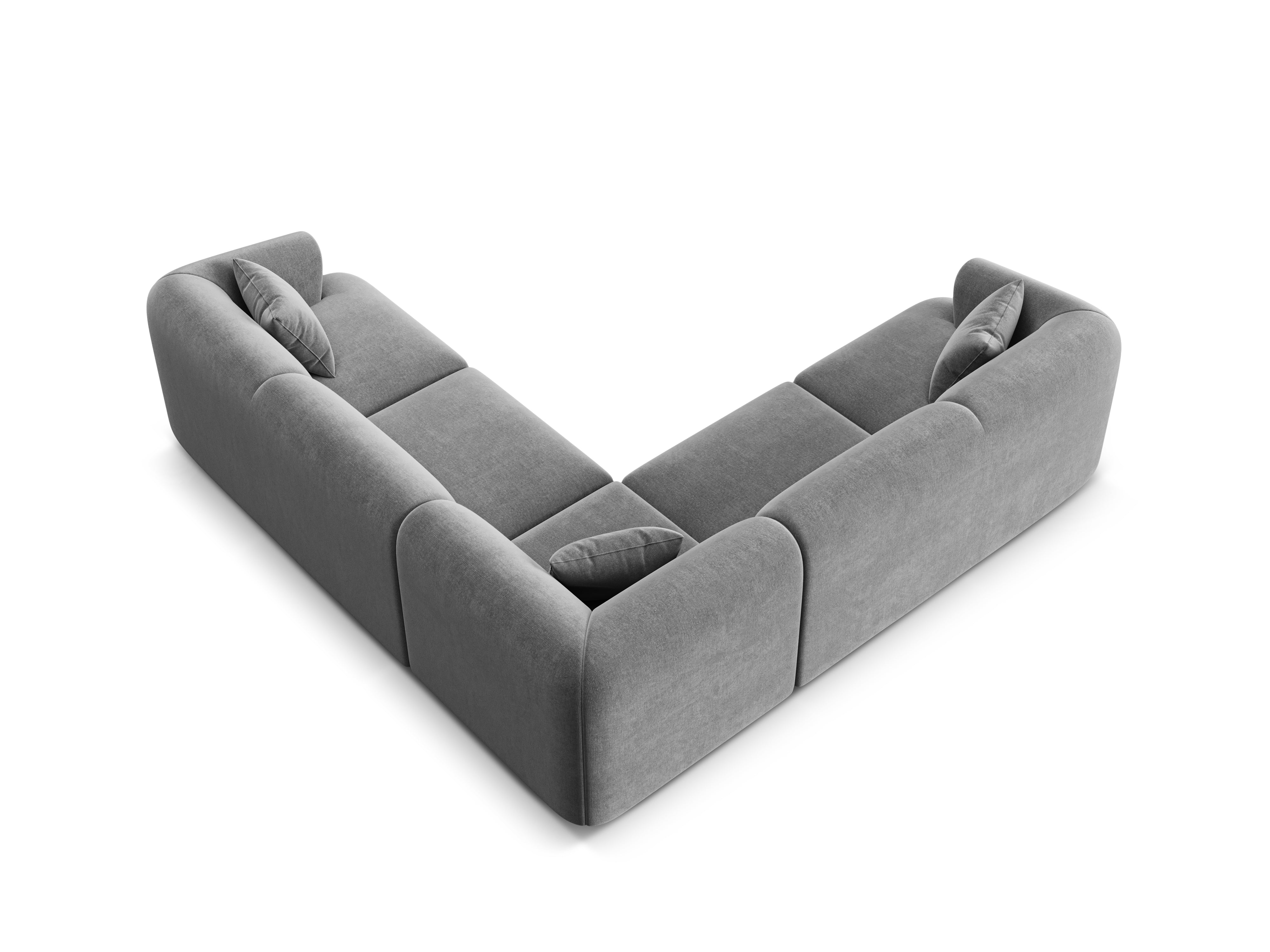 Symmetrical Velvet Corner Sofa for 4 People CAMPI Gray