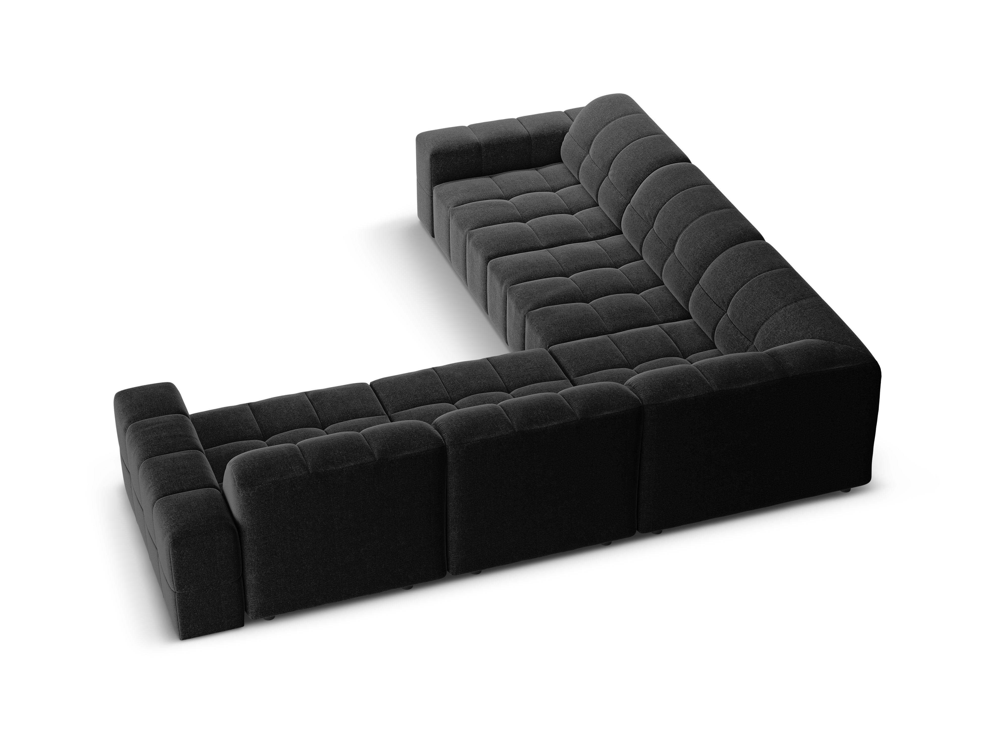 Symmetrische Eckcouch CHICAGO schwarzer Chenille