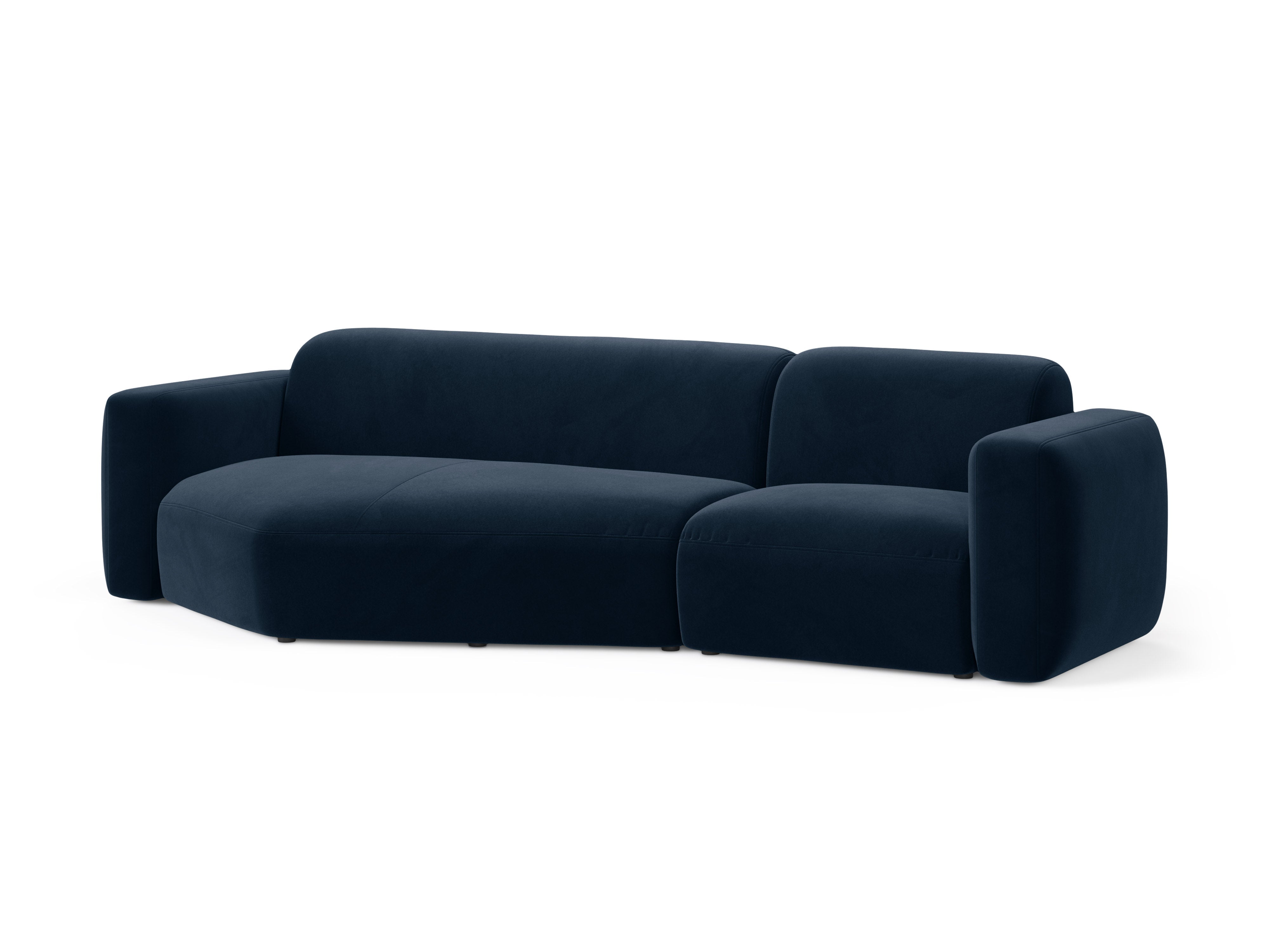 Left-facing velvet corner sofa STRINO navy blue