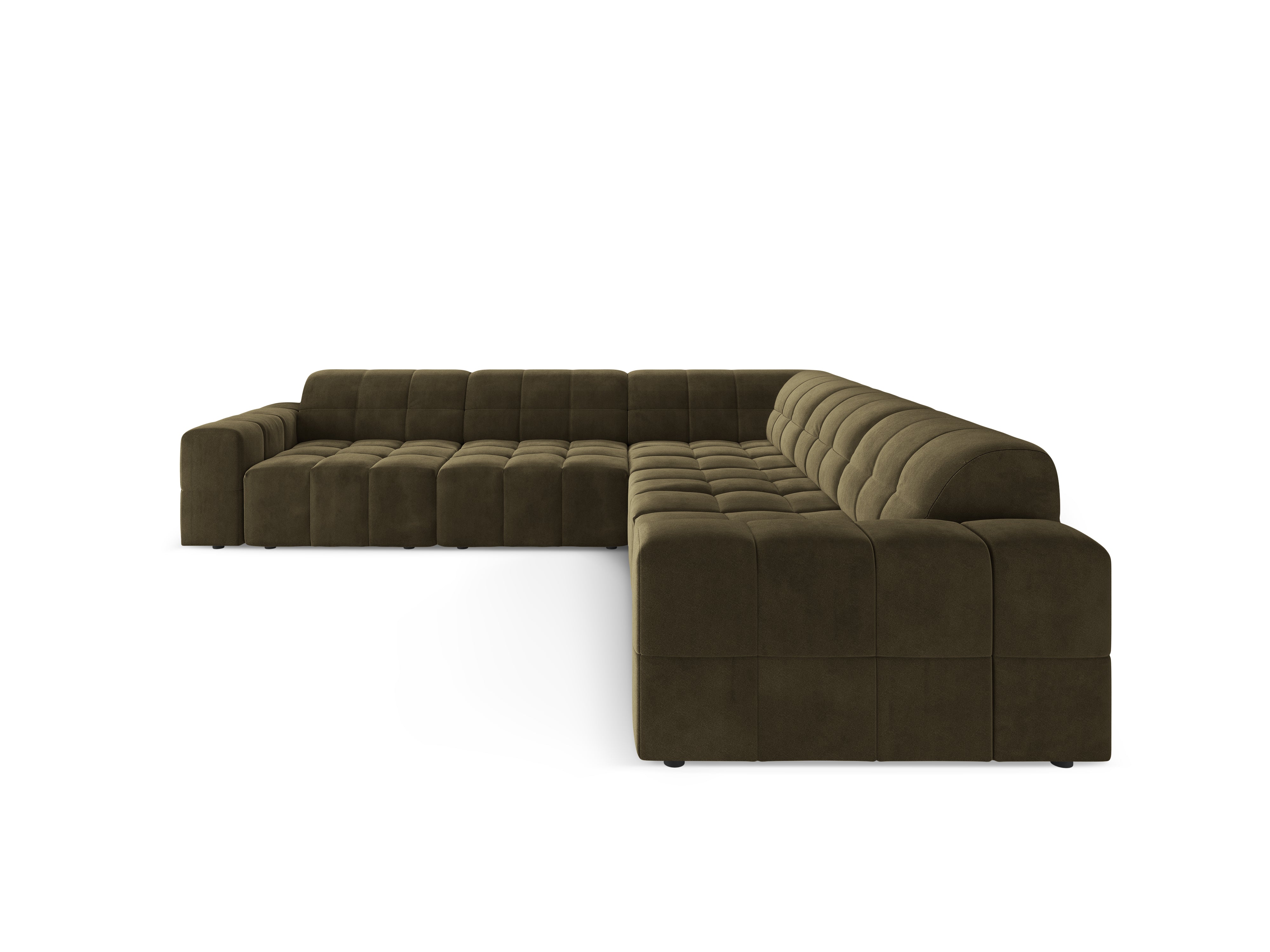 Samt-Ecksofa symmetrisch CHICAGO olivgrün