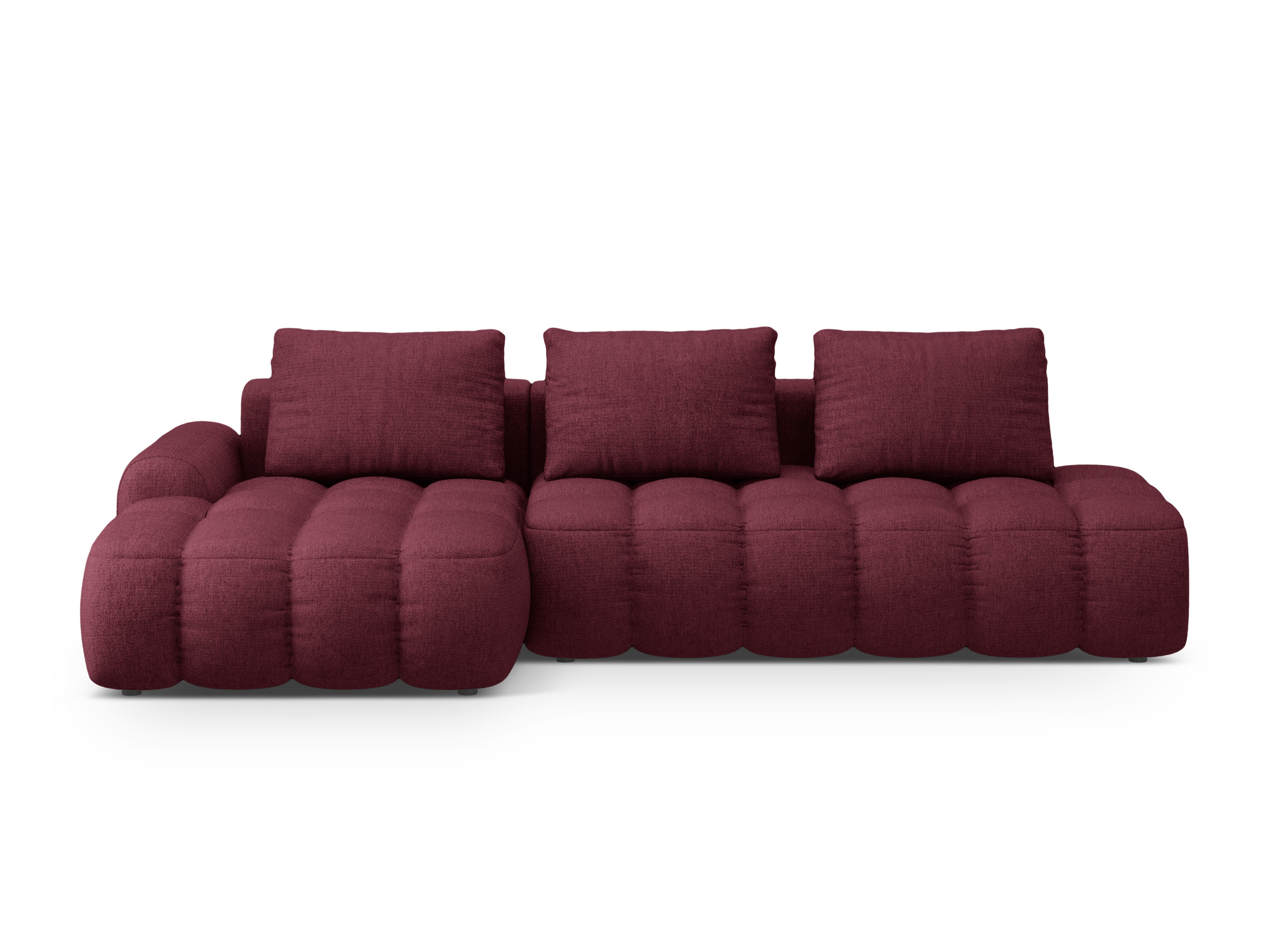 Linksseitige Schlafcouch für 3 Personen LINZ bordeauxrot