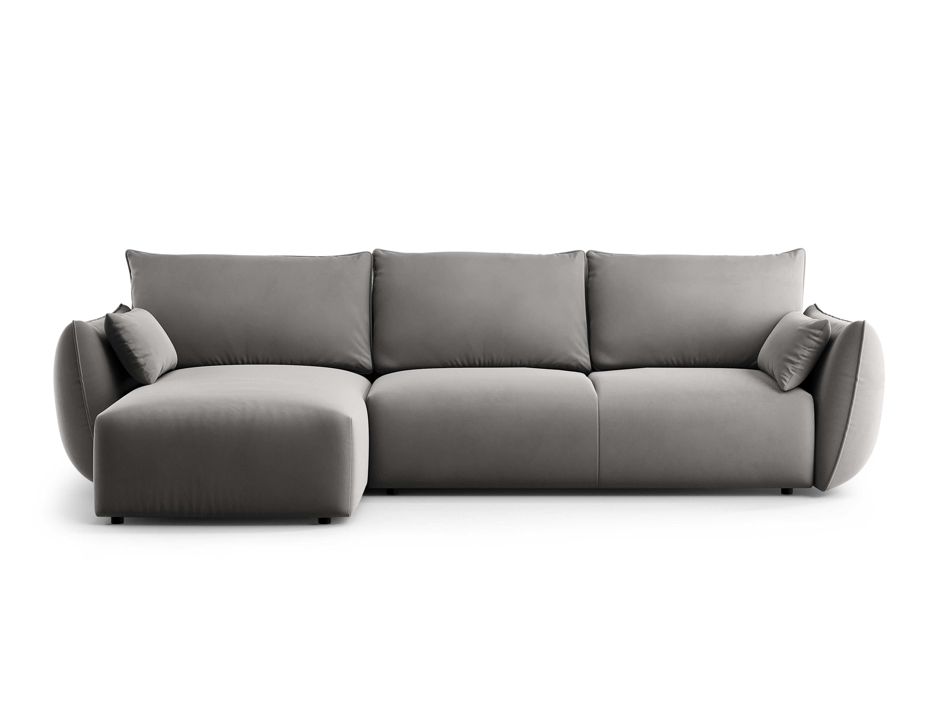 Linkes Samt-Ecksofa mit Schlaffunktion MATERA grau