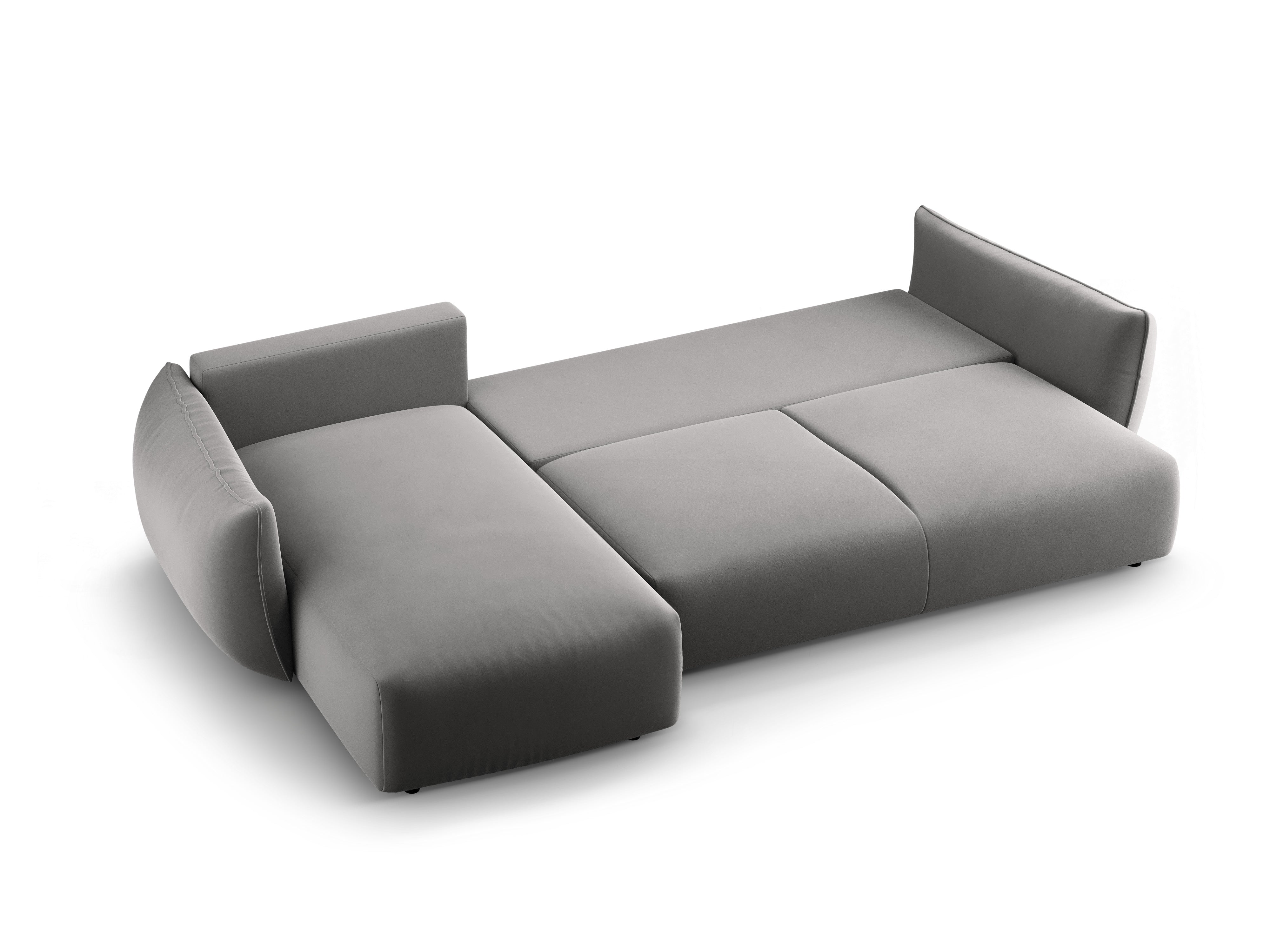 Linkes Samt-Ecksofa mit Schlaffunktion MATERA grau