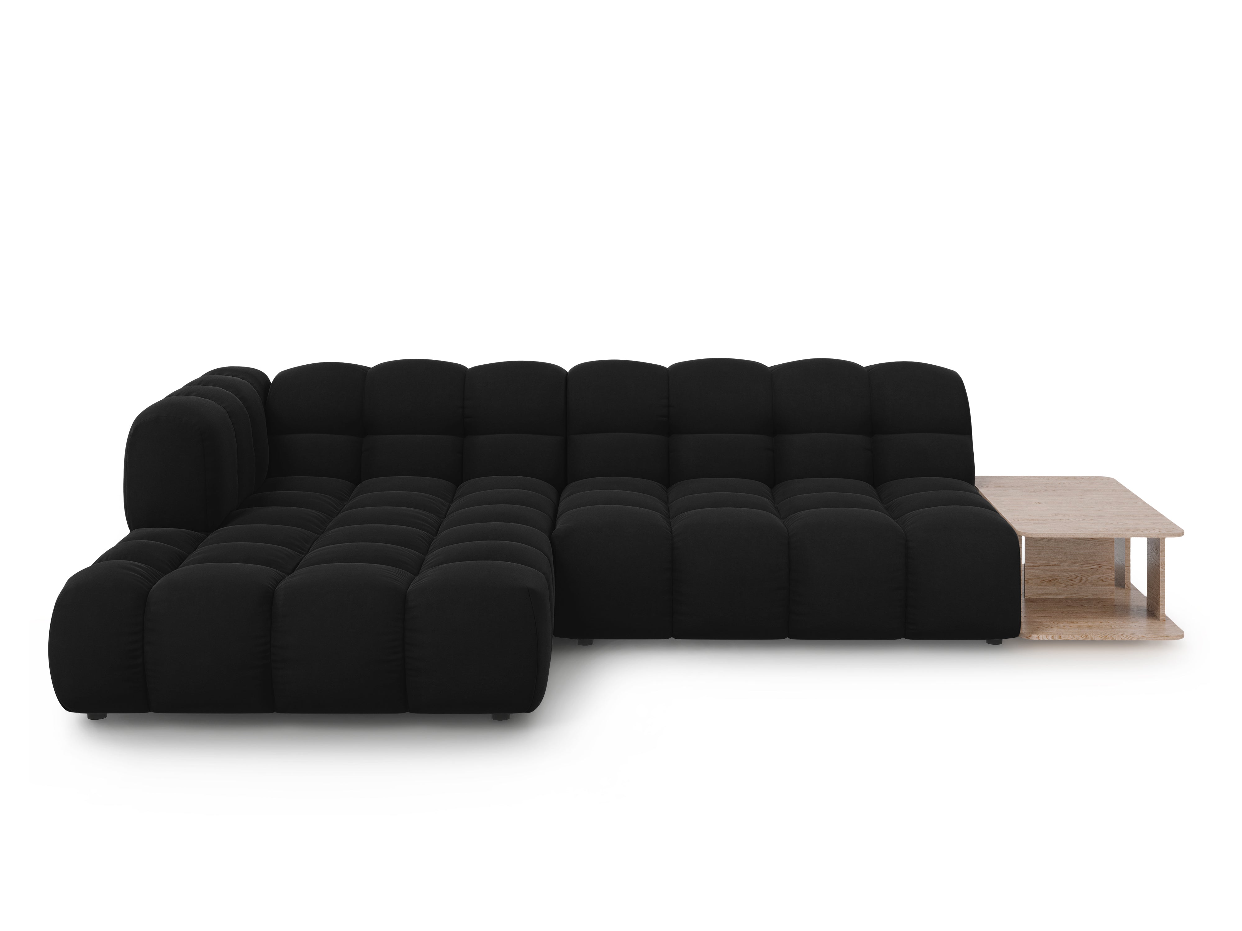 Narożnik aksamitny lewostronny 4-osobowy otwarty ze stolikiem SKY czarny Cosmopolitan Design Eye on Design