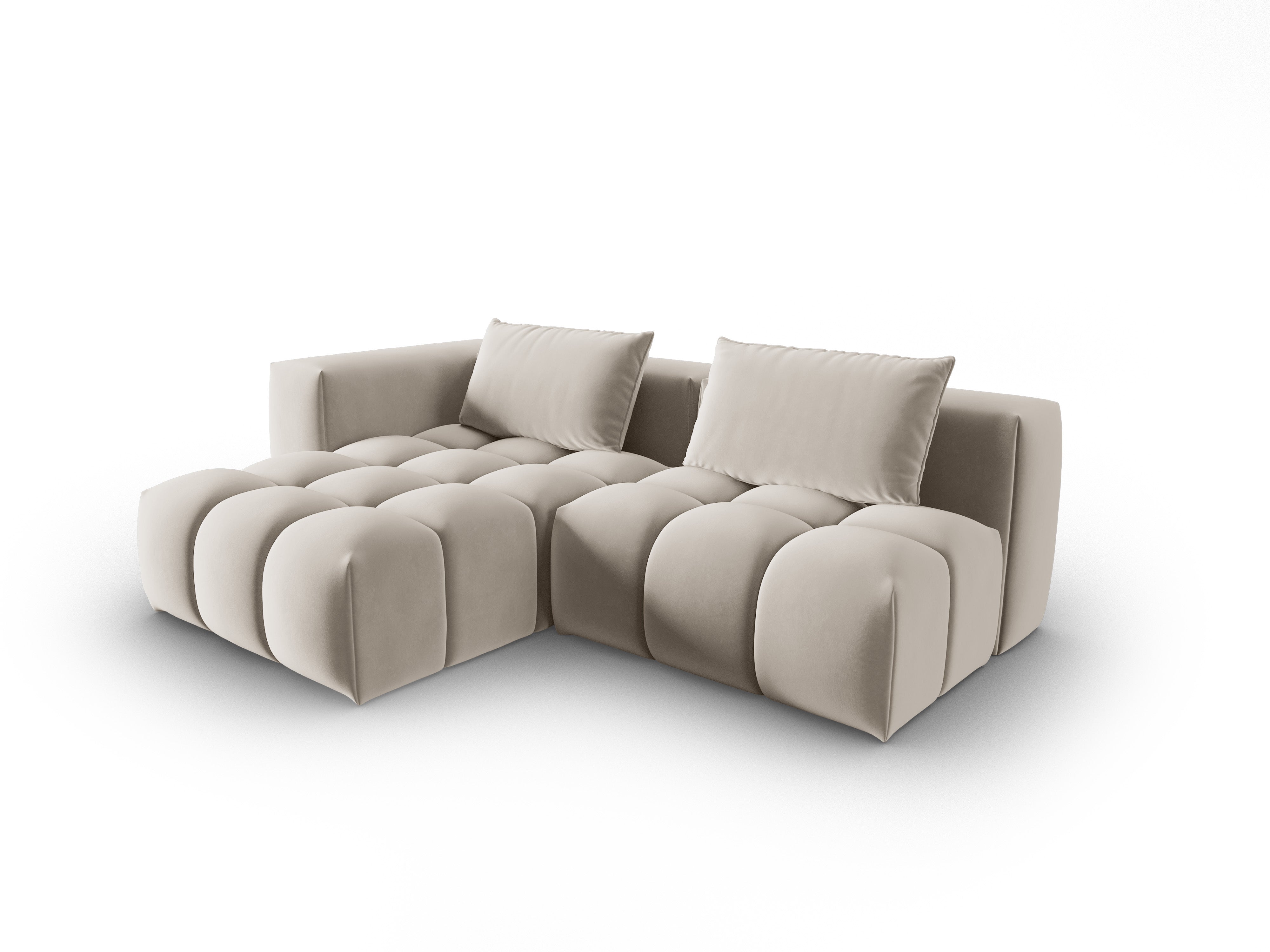 Narożnik aksamitny 3-osobowy lewostronny otwarty VERONA ecru – Cosmopolitan Design