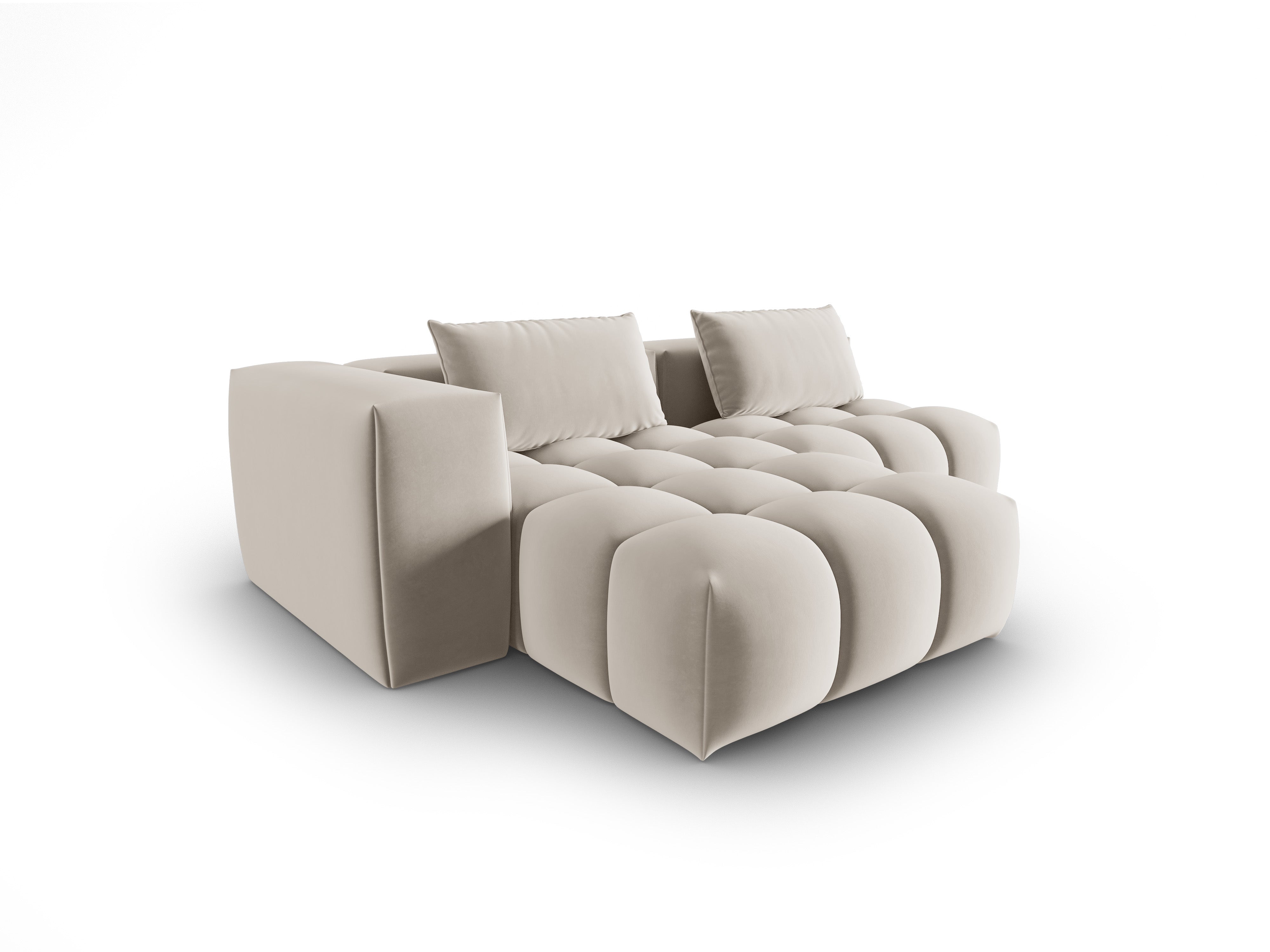 Narożnik aksamitny 3-osobowy lewostronny otwarty VERONA ecru – Cosmopolitan Design