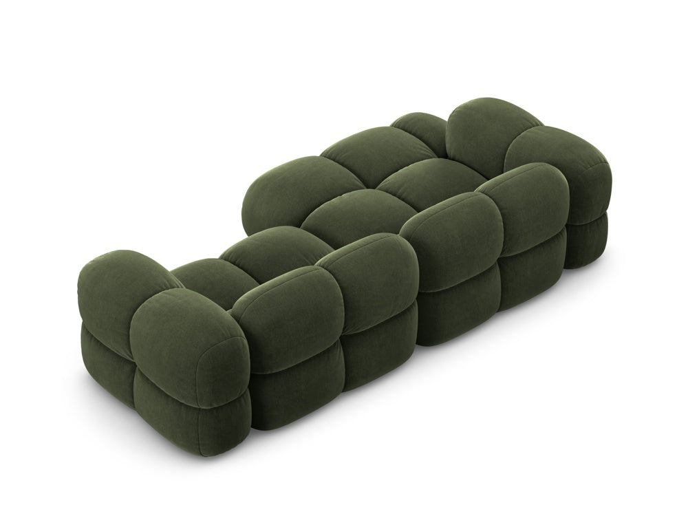 Left-facing 3-seater velvet corner sofa LORETTO green