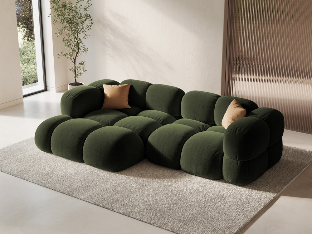 Left-facing 3-seater velvet corner sofa LORETTO green