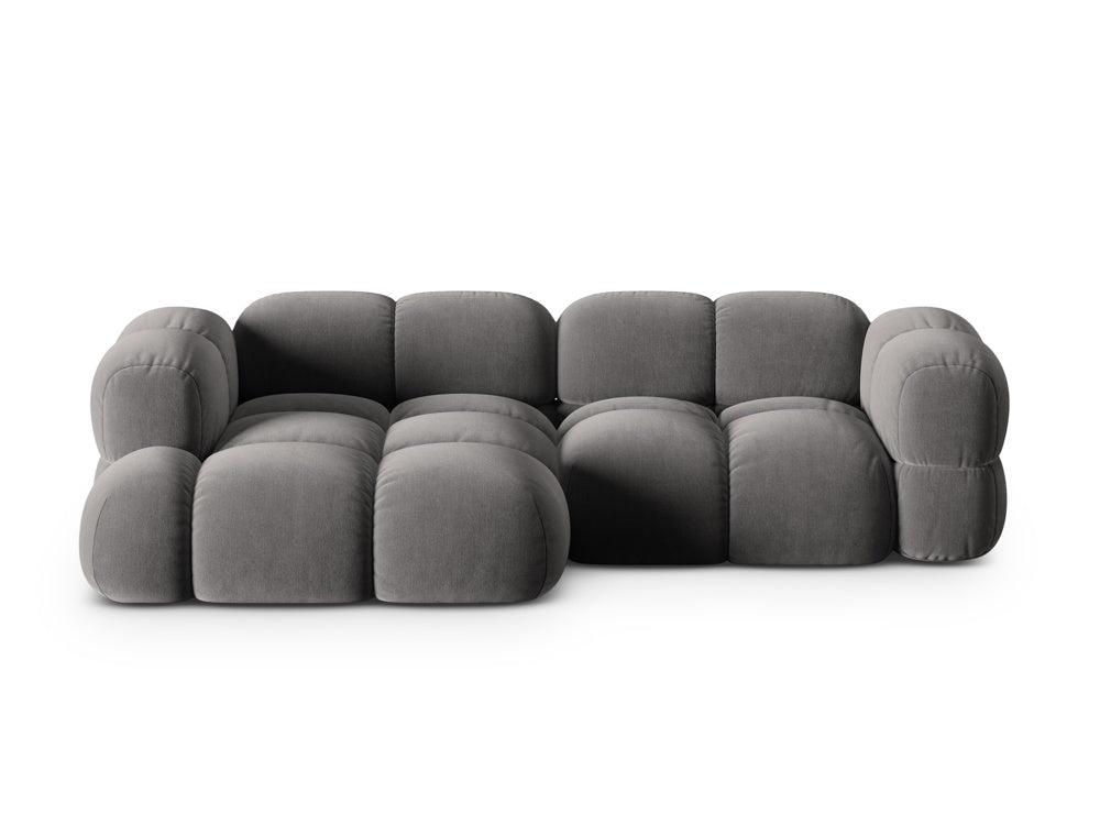 Samt-Ecksofa 3-sitzig links LORETTO grau