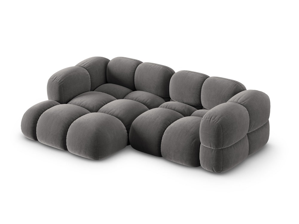 Samt-Ecksofa 3-sitzig links LORETTO grau