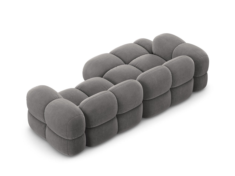 Samt-Ecksofa 3-sitzig links LORETTO grau