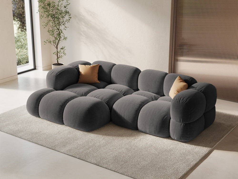 Samt-Ecksofa 3-sitzig links LORETTO grau