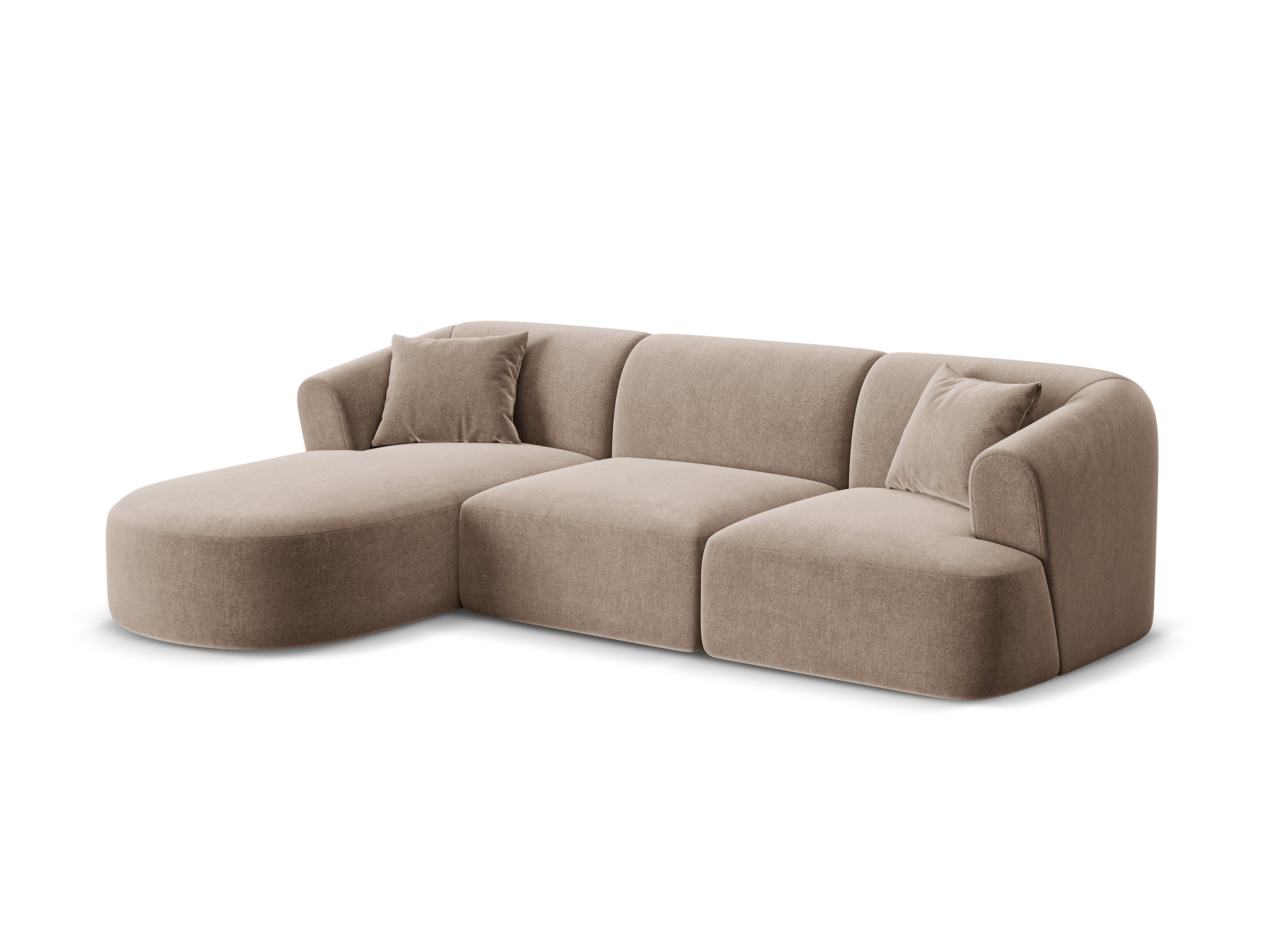 Left-facing velvet corner sofa for 4 people CAMPI dark beige