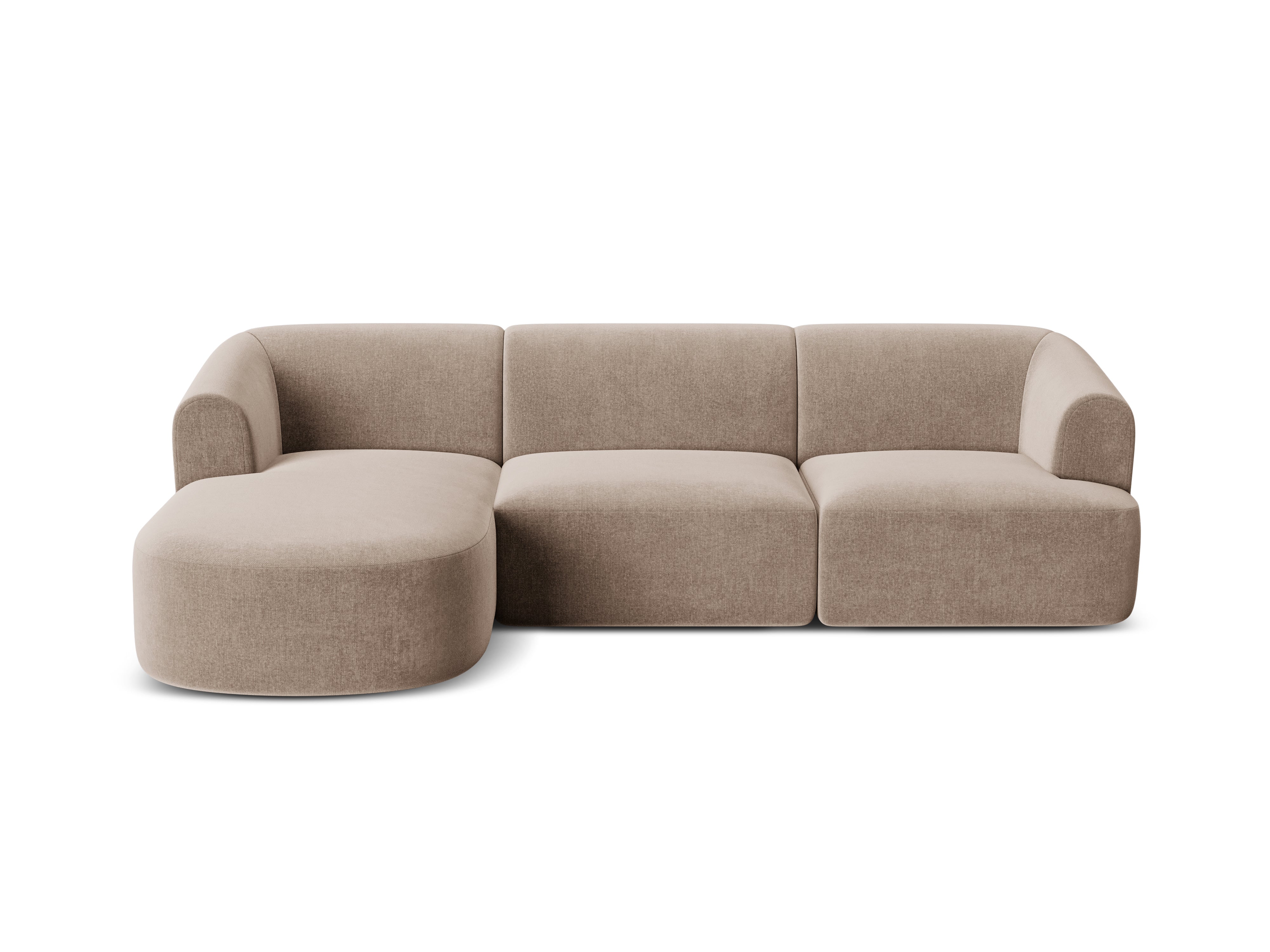 Left-facing velvet corner sofa for 4 people CAMPI dark beige
