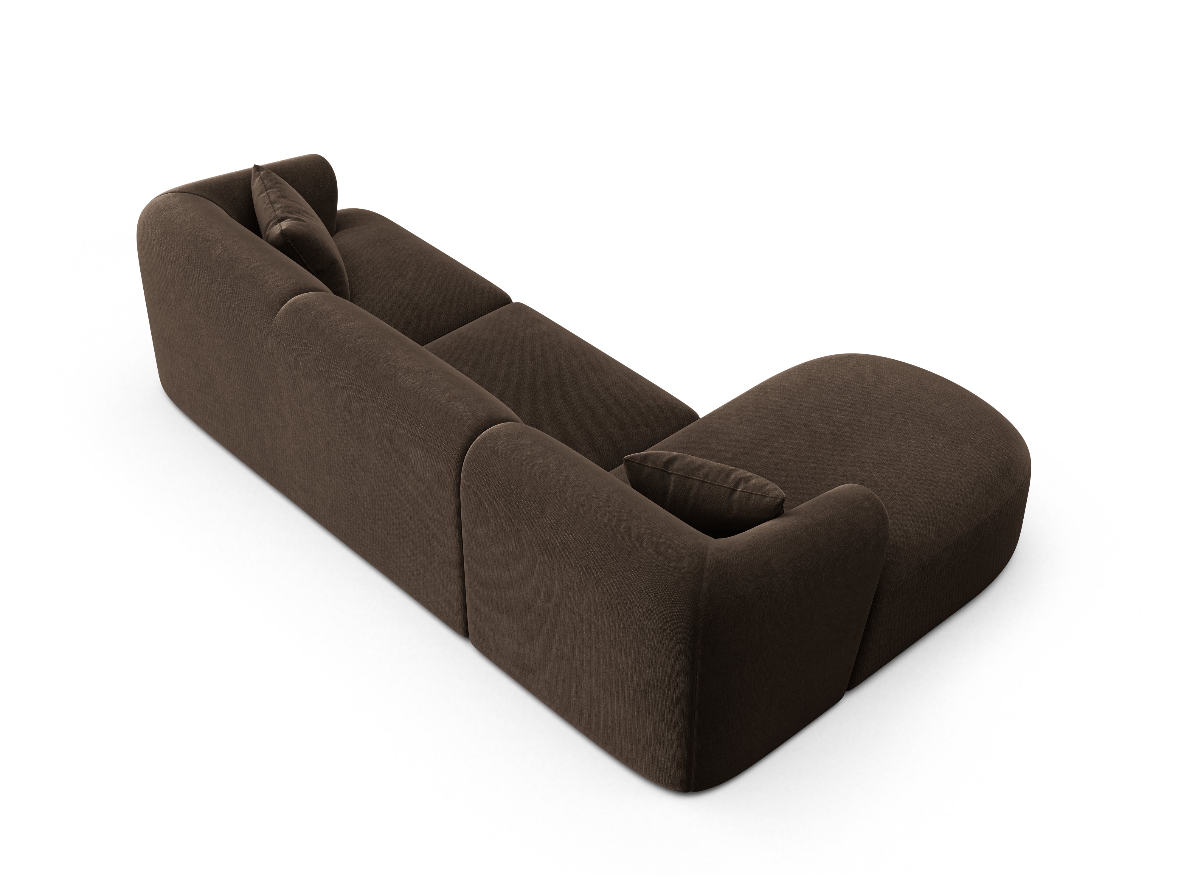 Samt-Ecksofa linksseitig für 4 Personen CAMPI schokoladenbraun