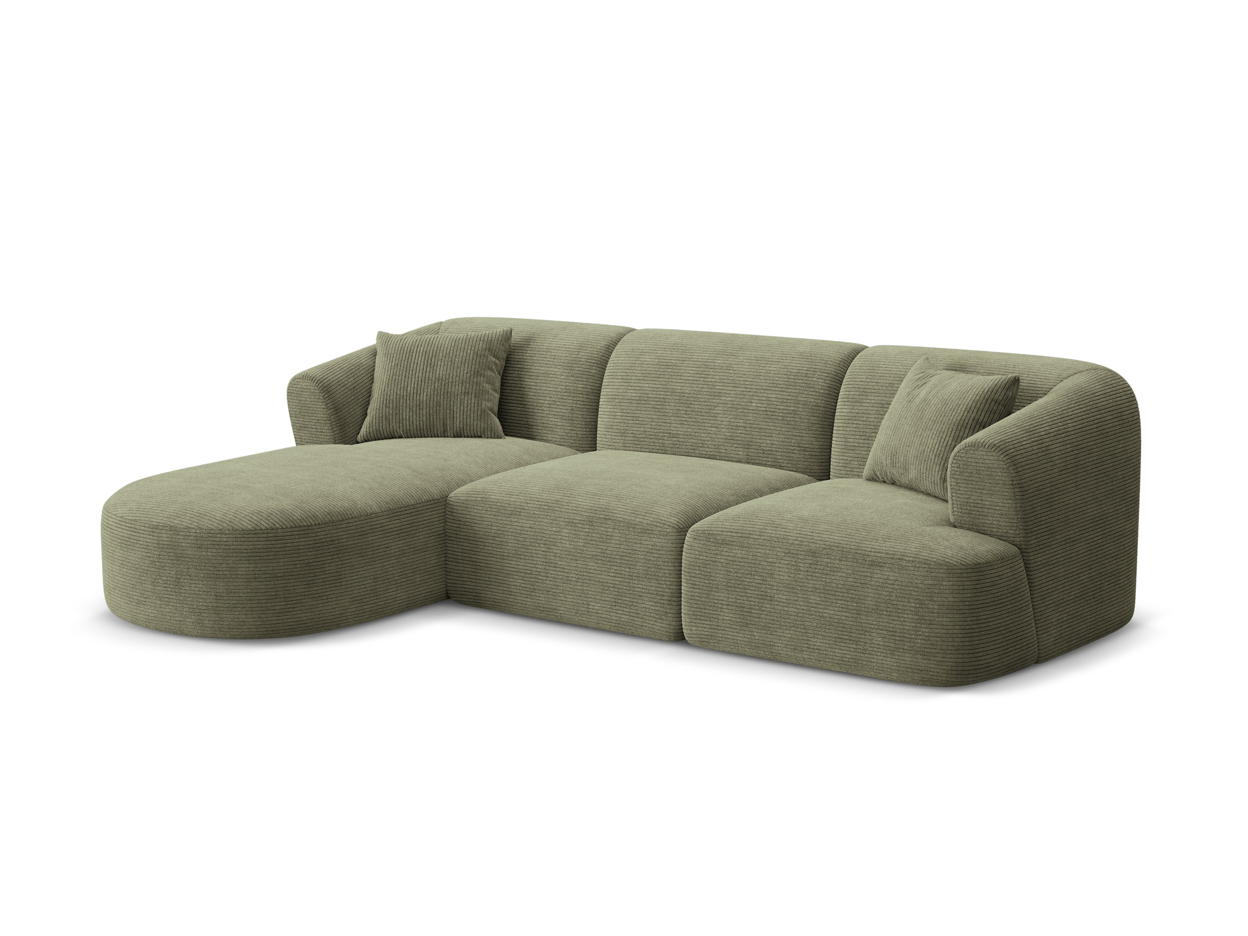 Narożnik lewostronny 4-osobowy CAMPI zielony sztruks – Cosmopolitan Design