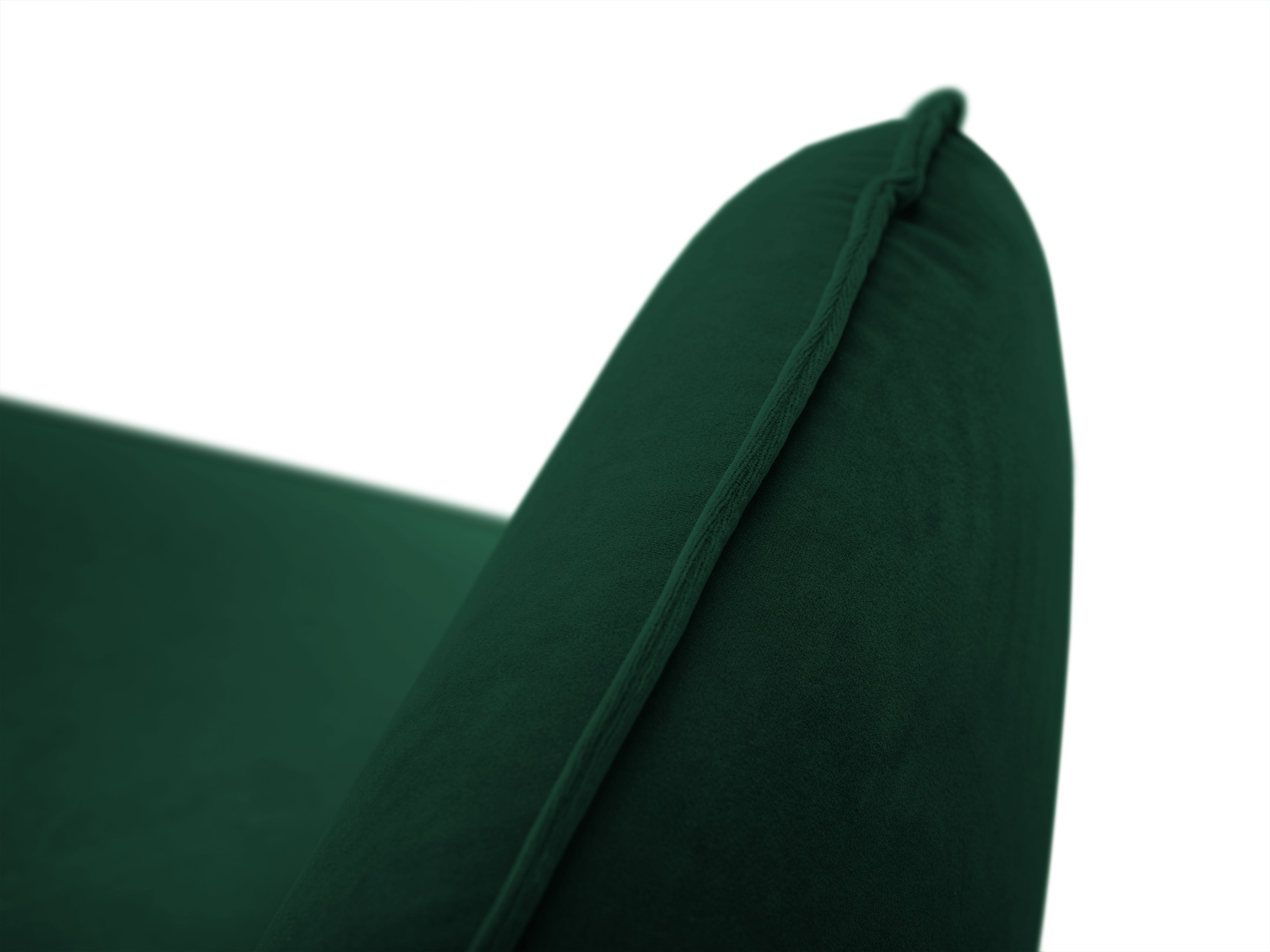 Left-facing velvet corner sofa for 5 people VIENNA in bottle green with a gold base