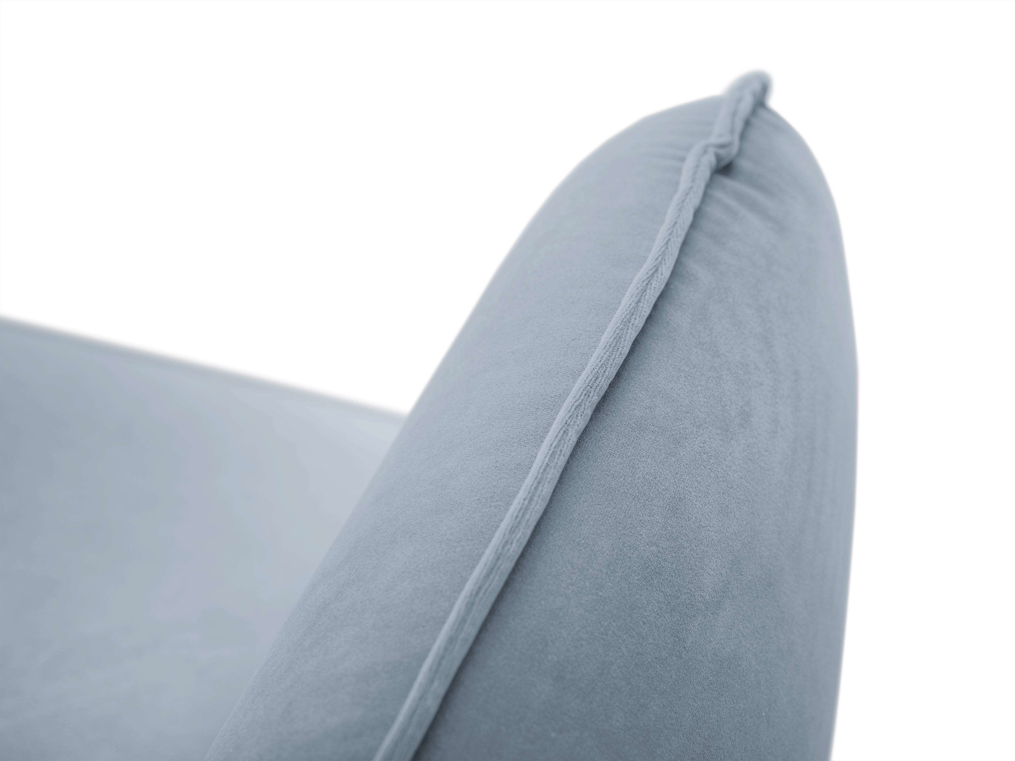 Left-facing velvet corner sofa for 5 people VIENNA light blue with black base