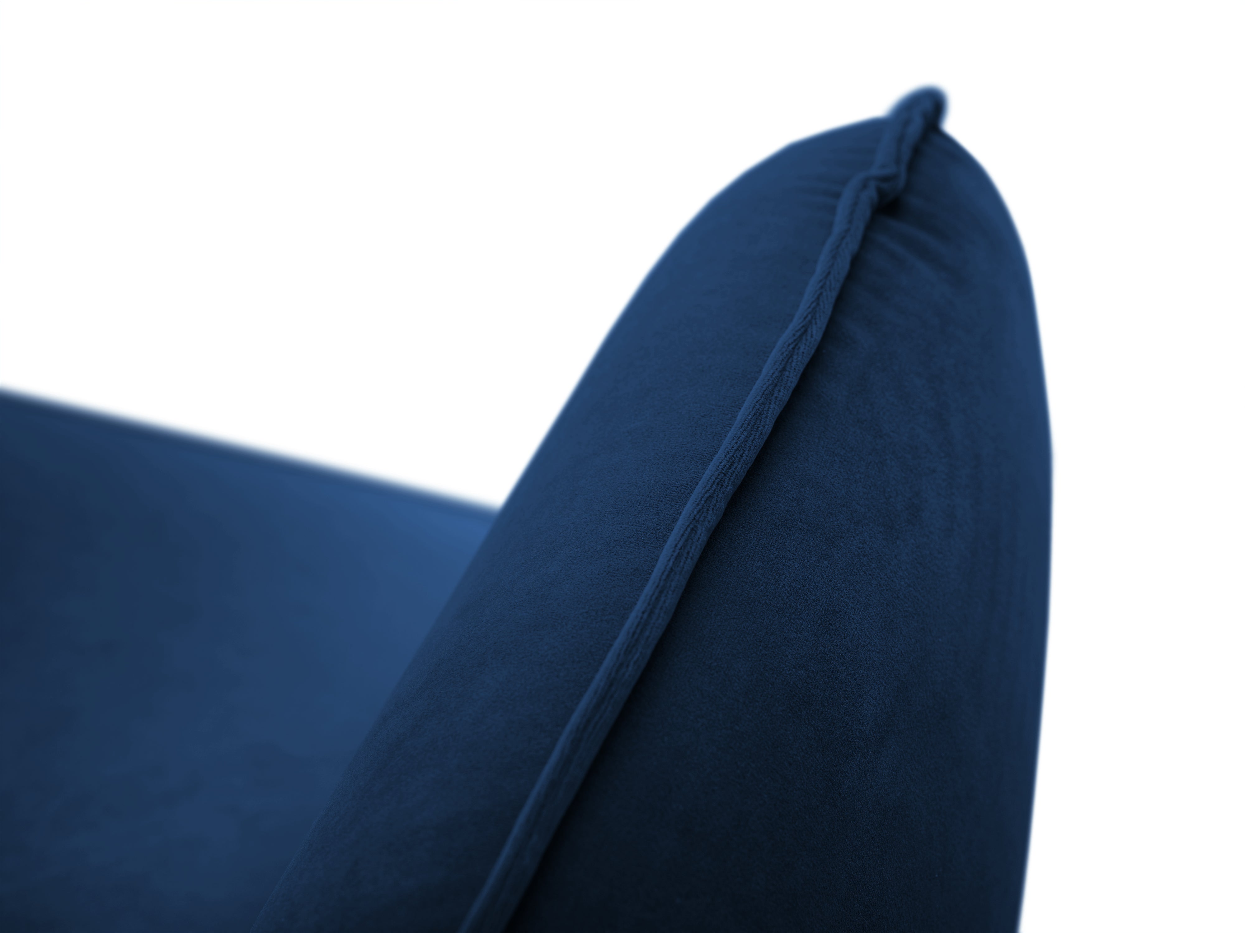 Left-facing velvet corner sofa for 5 people VIENNA in royal blue with a black base