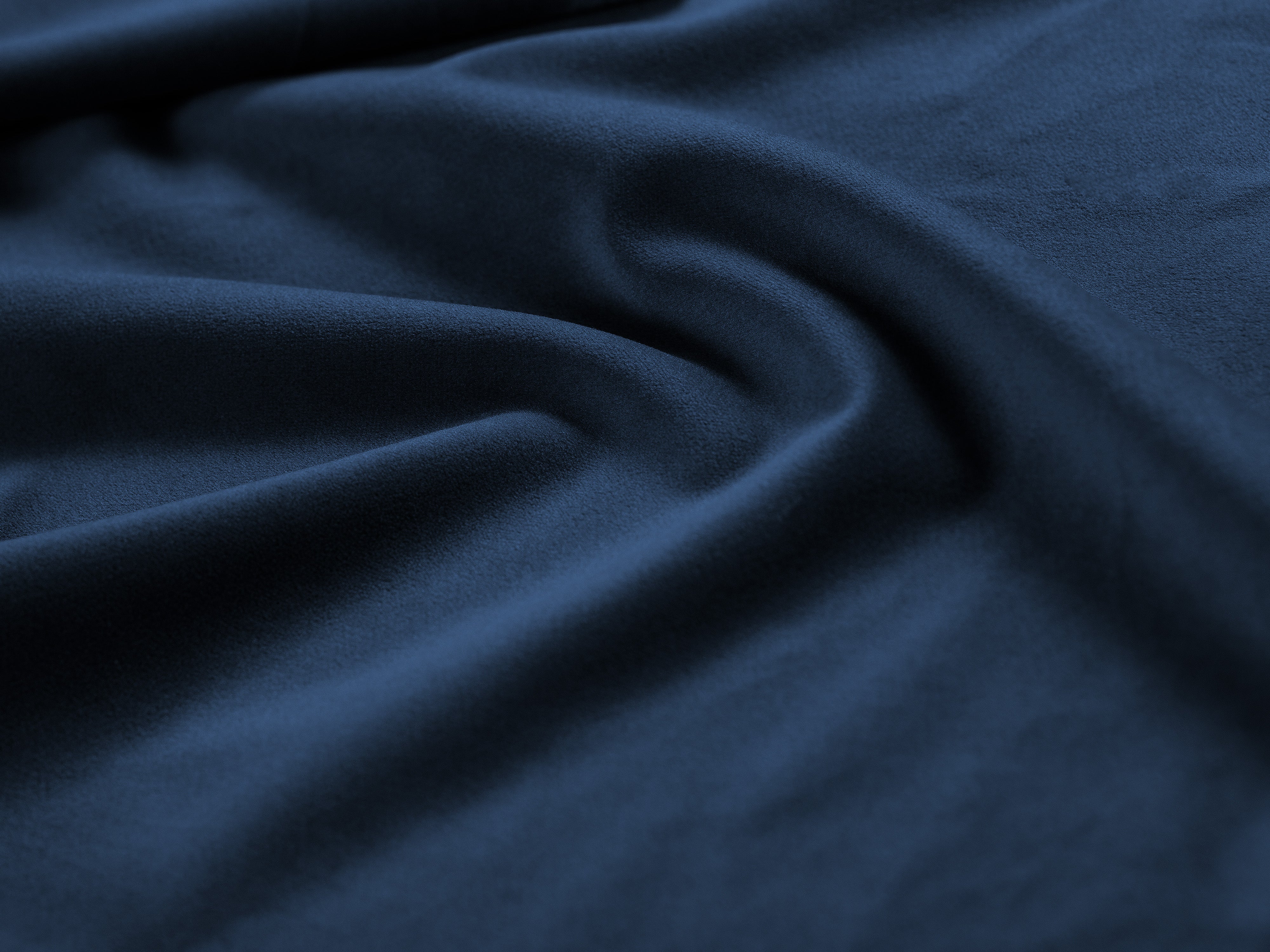 Left-facing velvet corner sofa for 5 people VIENNA in royal blue with a black base