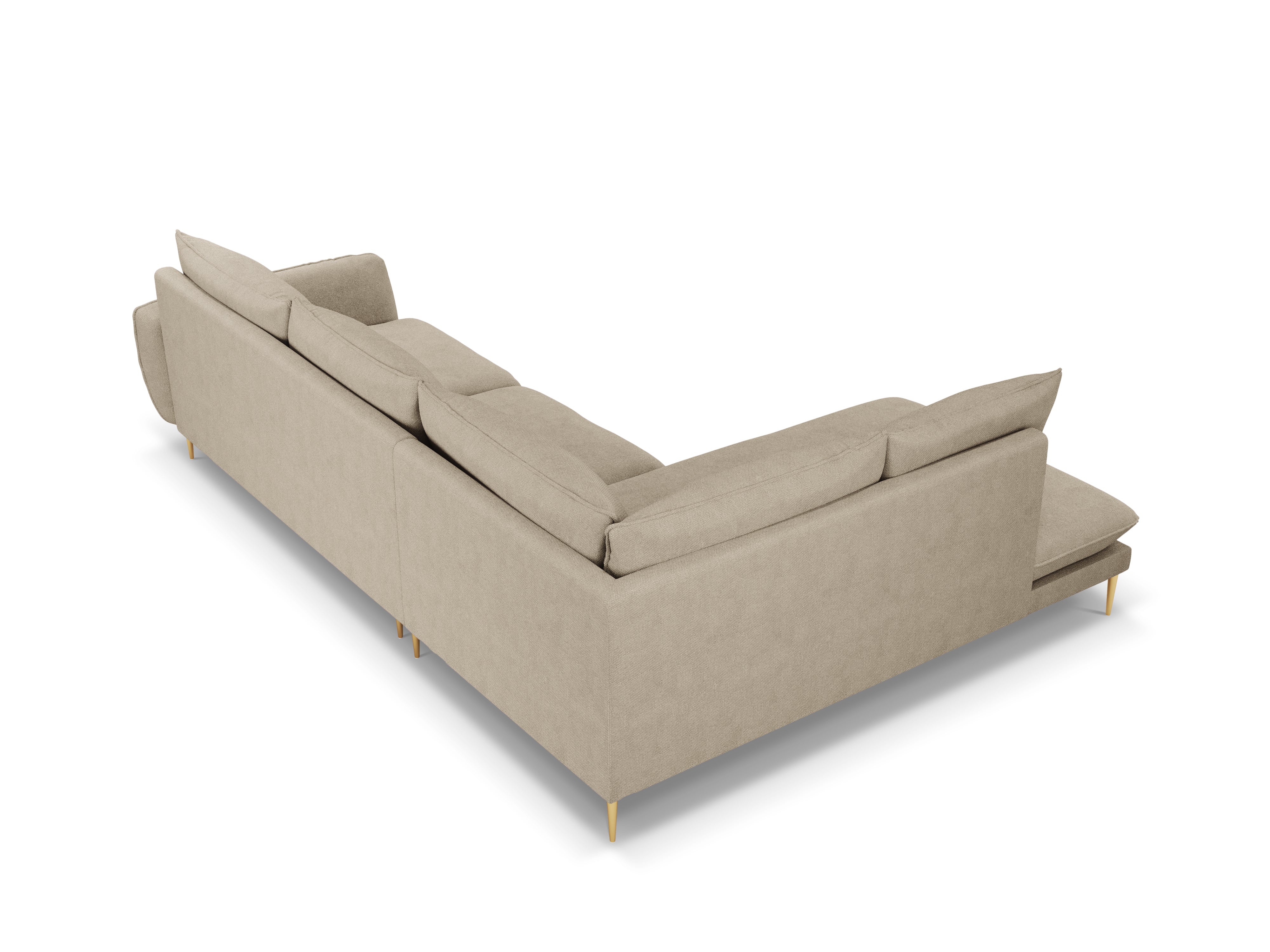 Ecksofa für 6 Personen links VIENNA beige Chenille mit goldenem Fuß