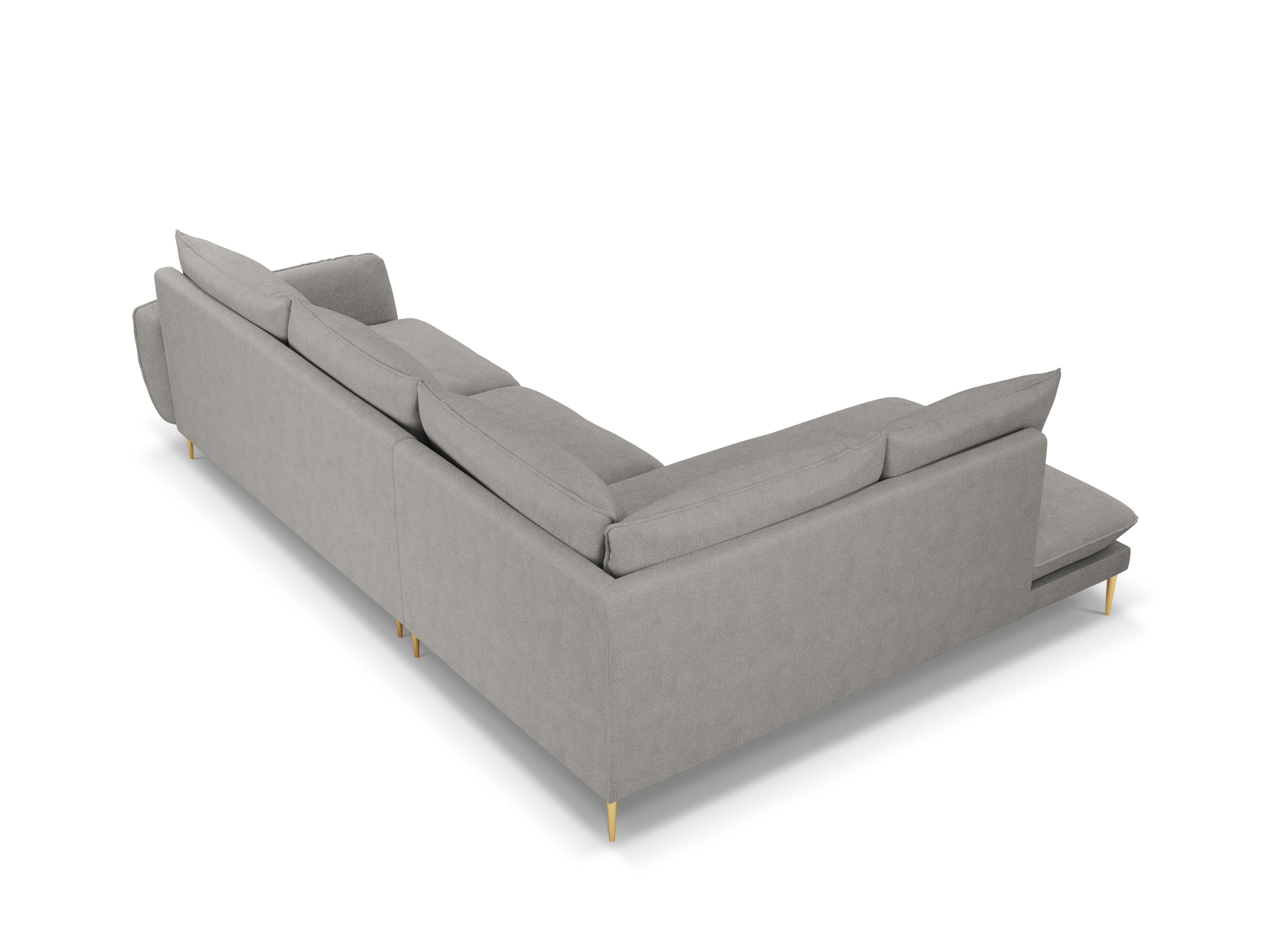 Ecksofa für 6 Personen links VIENNA hellgraues Chenille mit goldenem Fuß