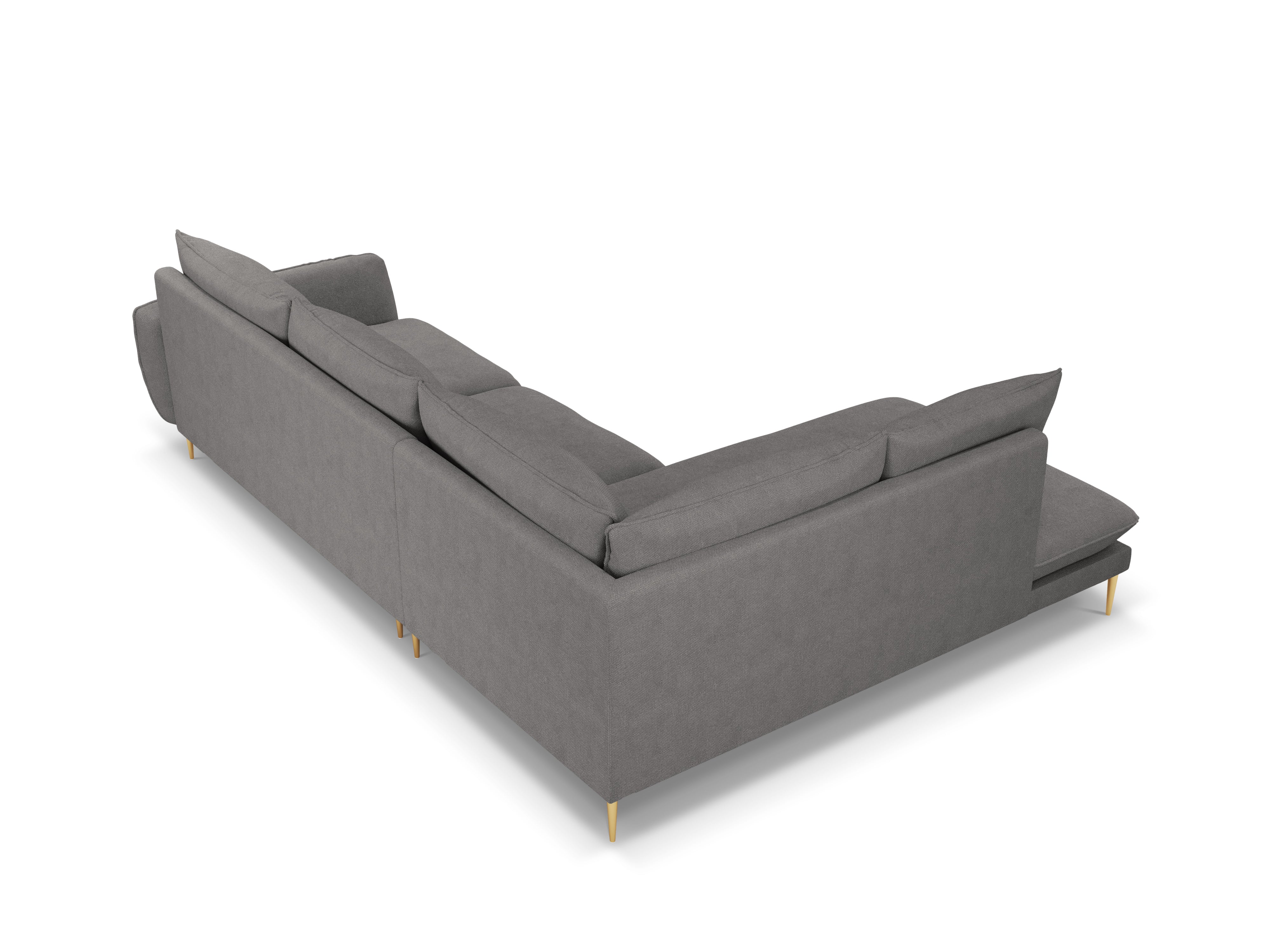 Ecksofa für 6 Personen links VIENNA graues Chenille mit goldenem Fuß