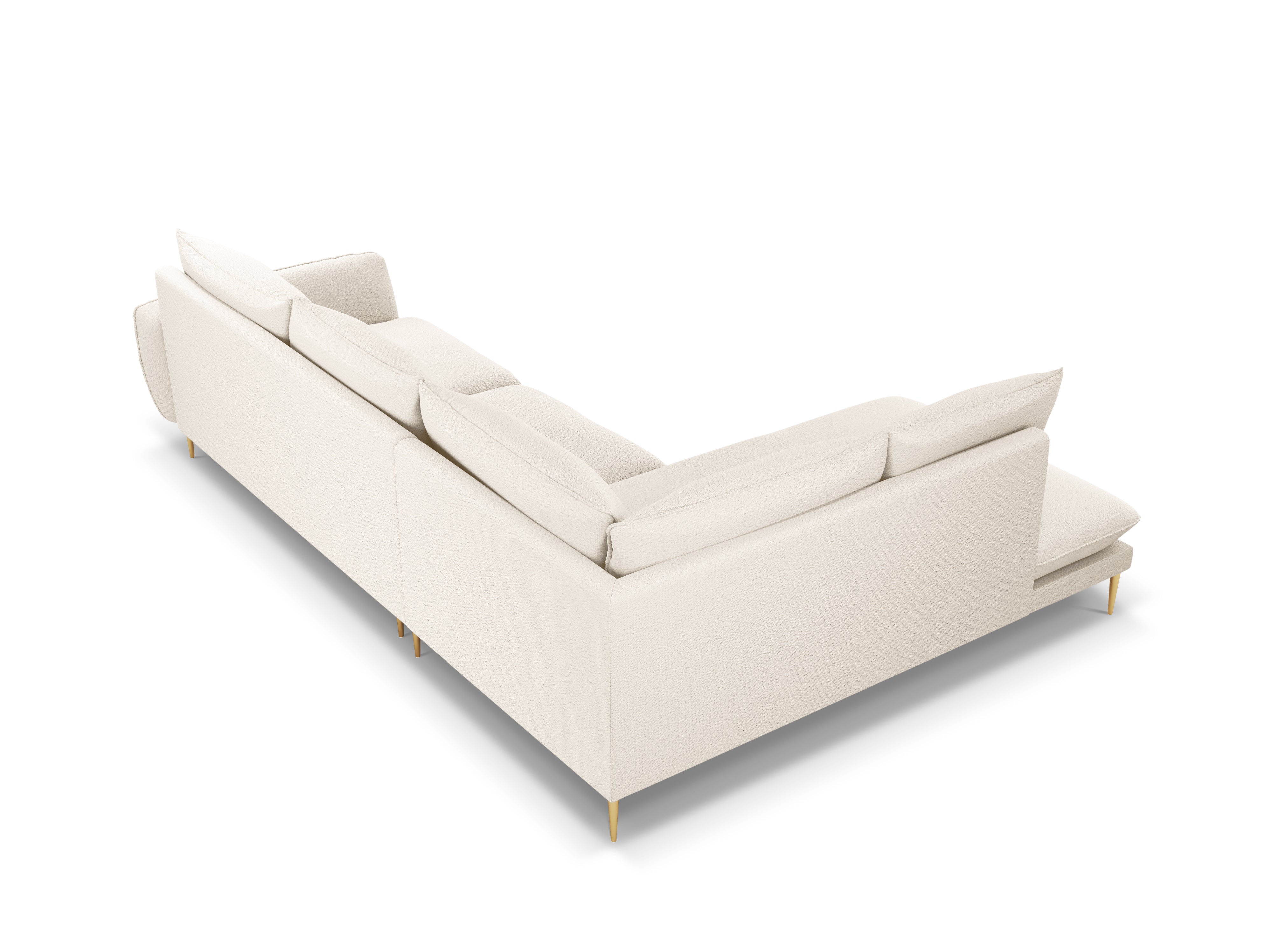 Ecksofa für 6 Personen links VIENNA in beigem Boucle mit goldenem Fuß