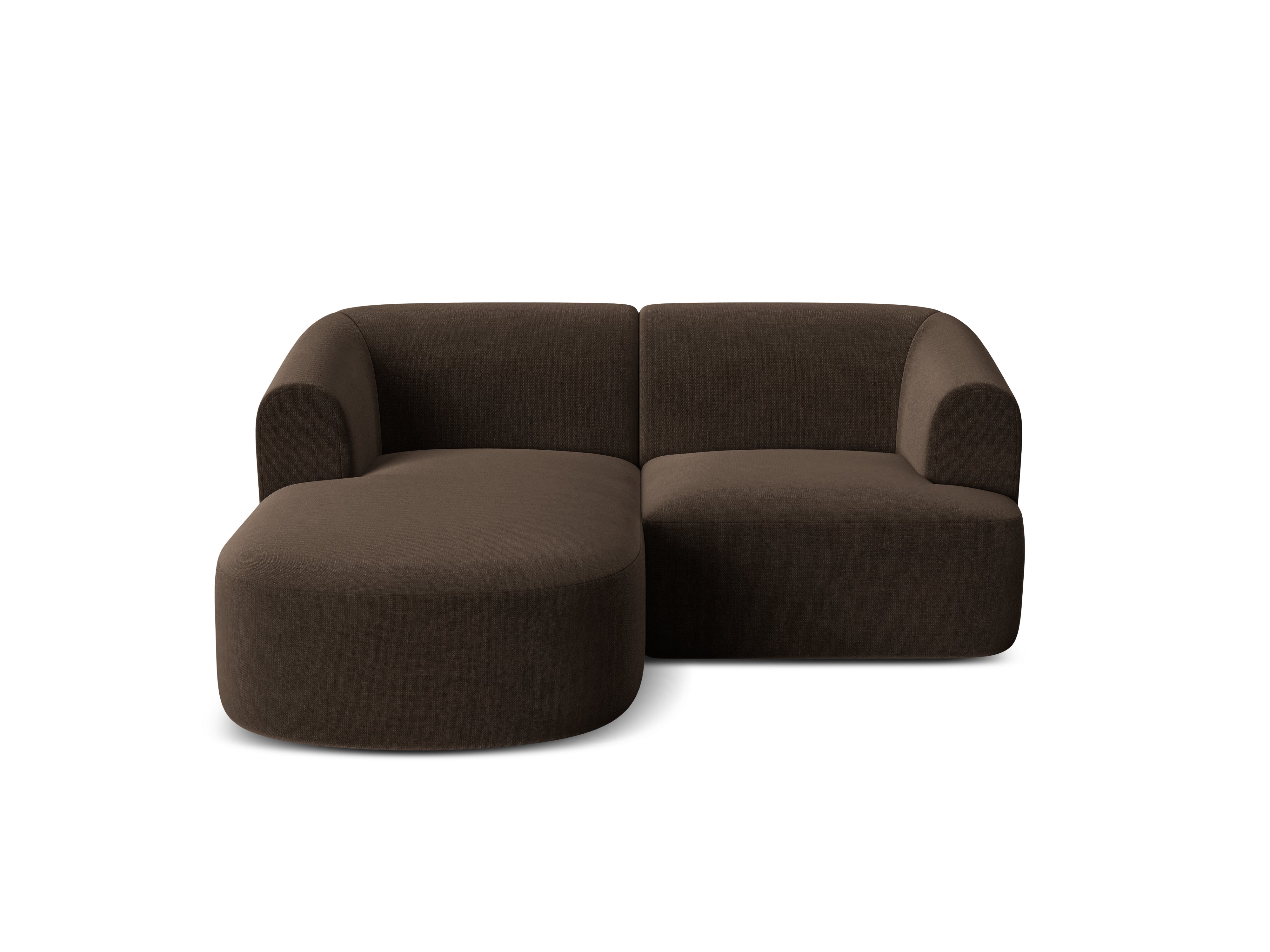 Left-facing velvet corner sofa for 3 people CAMPI chocolate