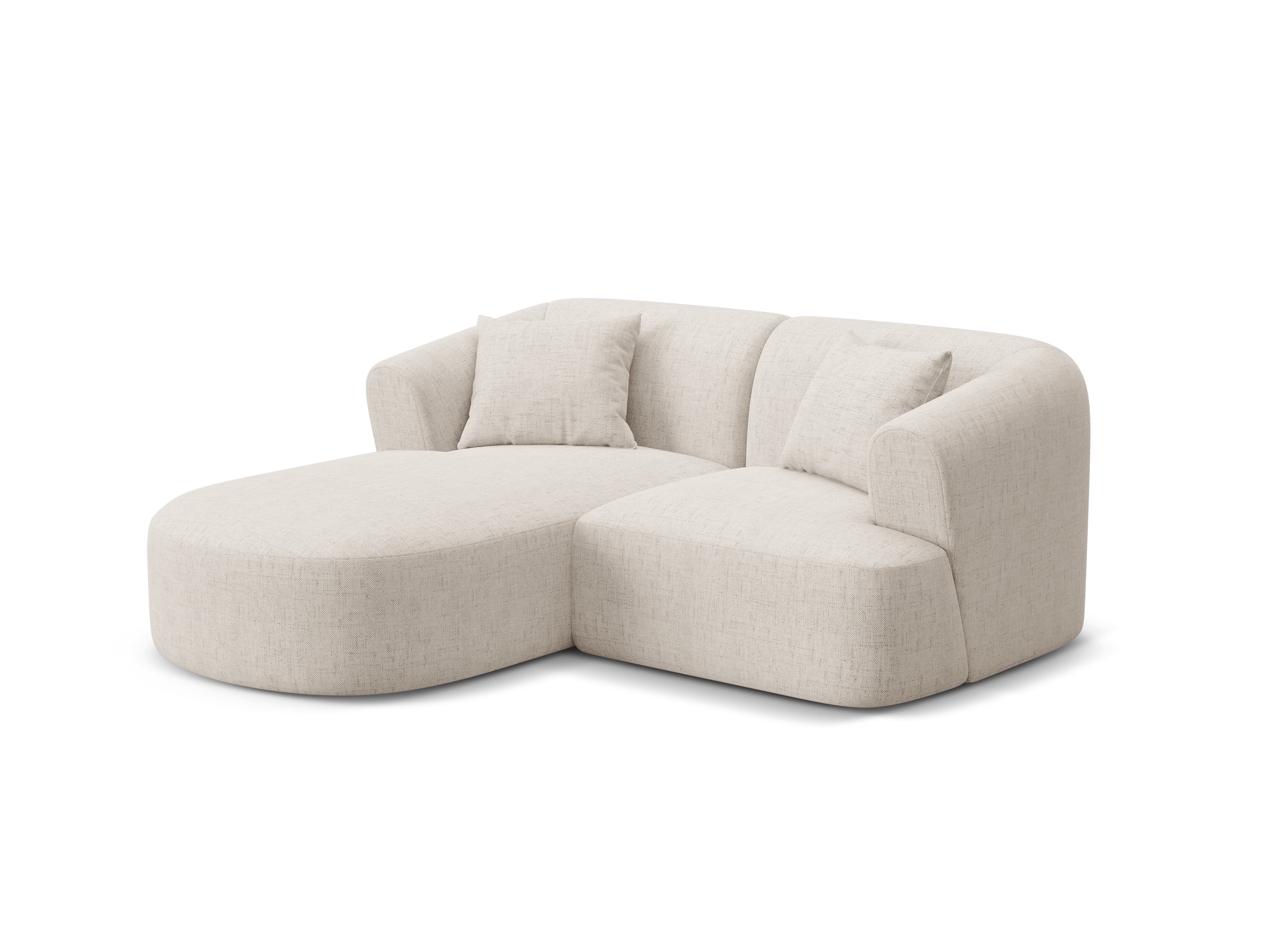 Linksseitiges 3-Sitzer-Sofa CAMPI in cremefarbenem Chenille