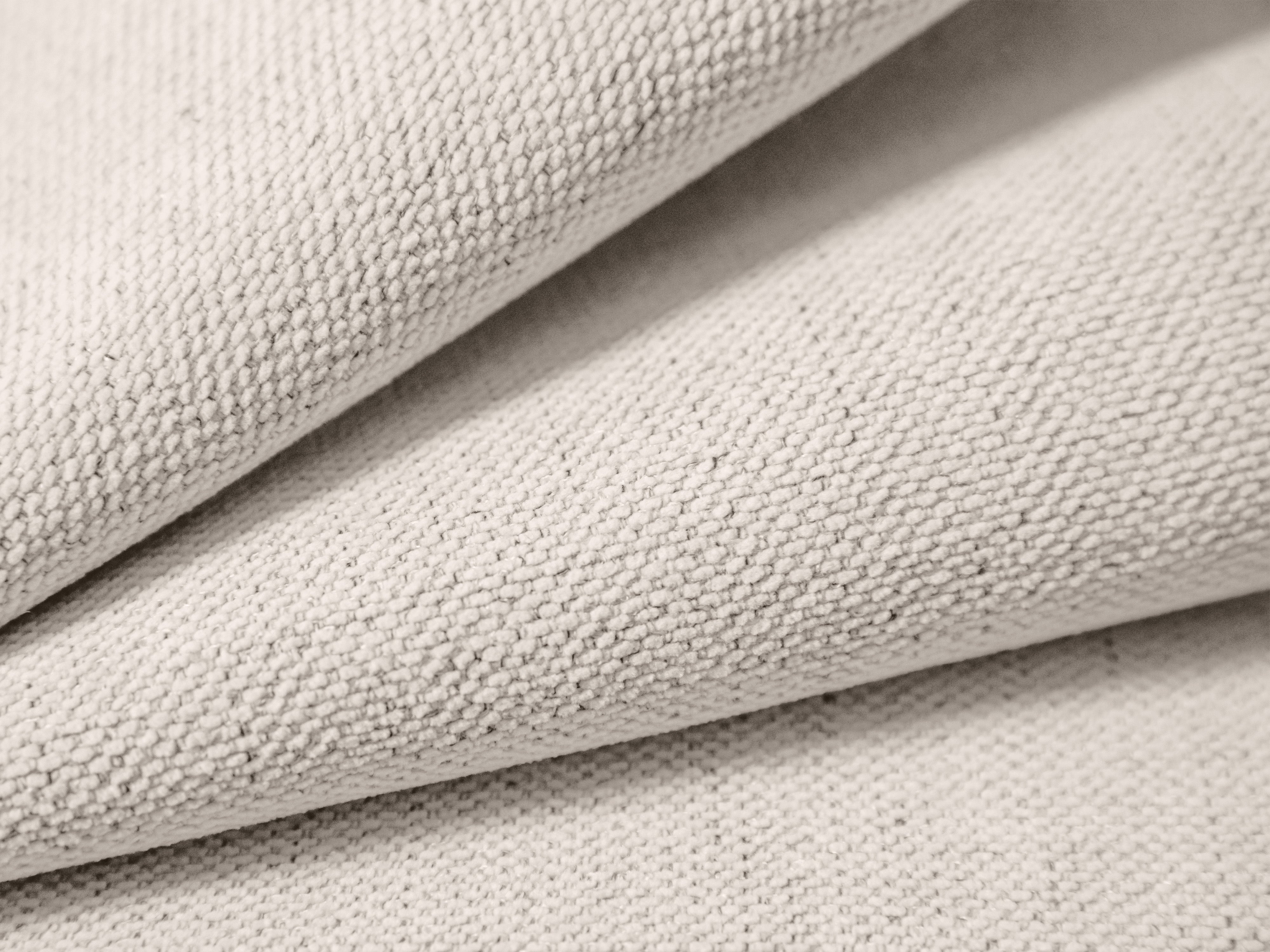 Linksseitiges 3-Sitzer-Sofa CAMPI in cremefarbenem Chenille