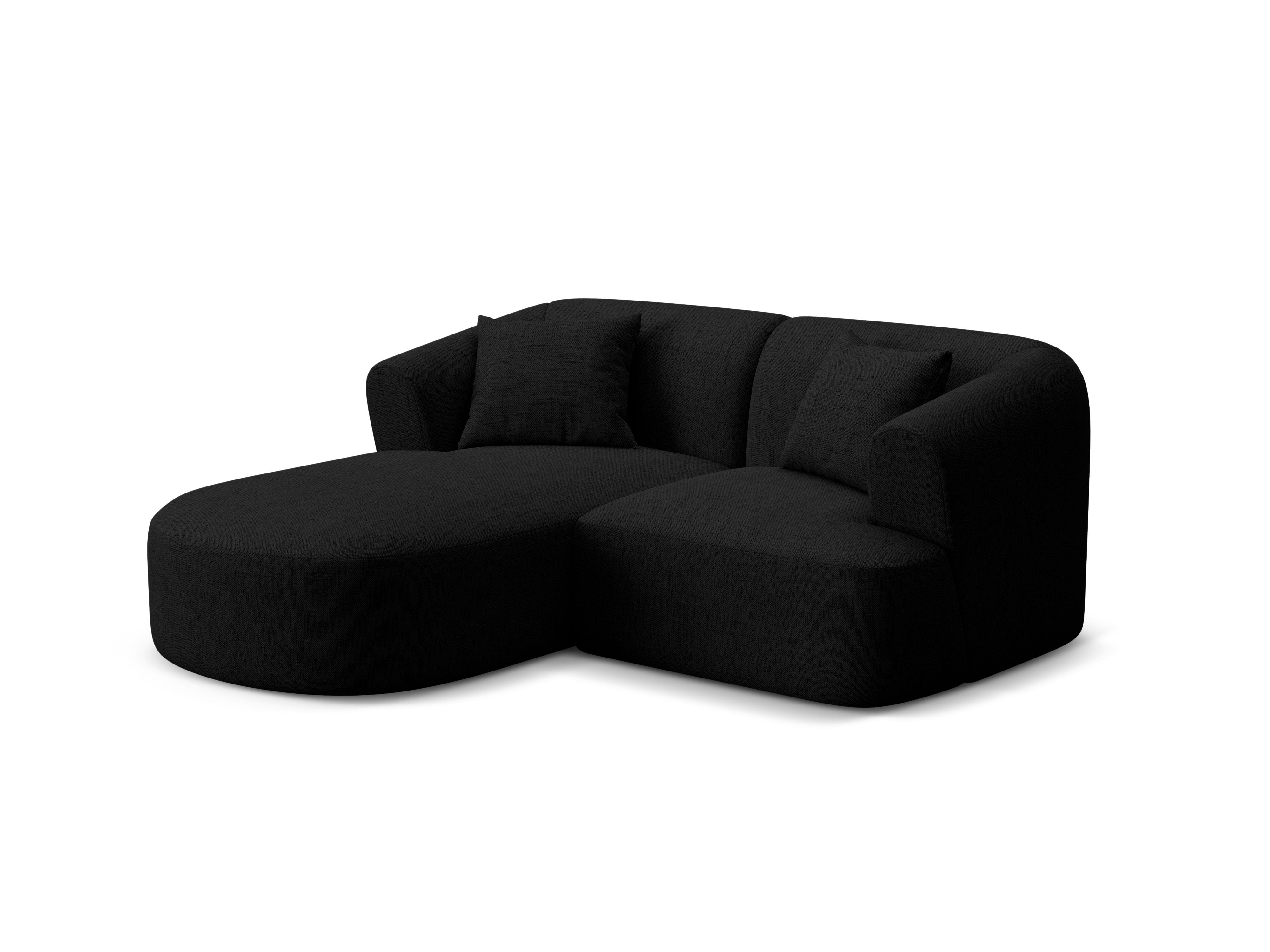 Left-sided 3-seater sofa CAMPI black chenille