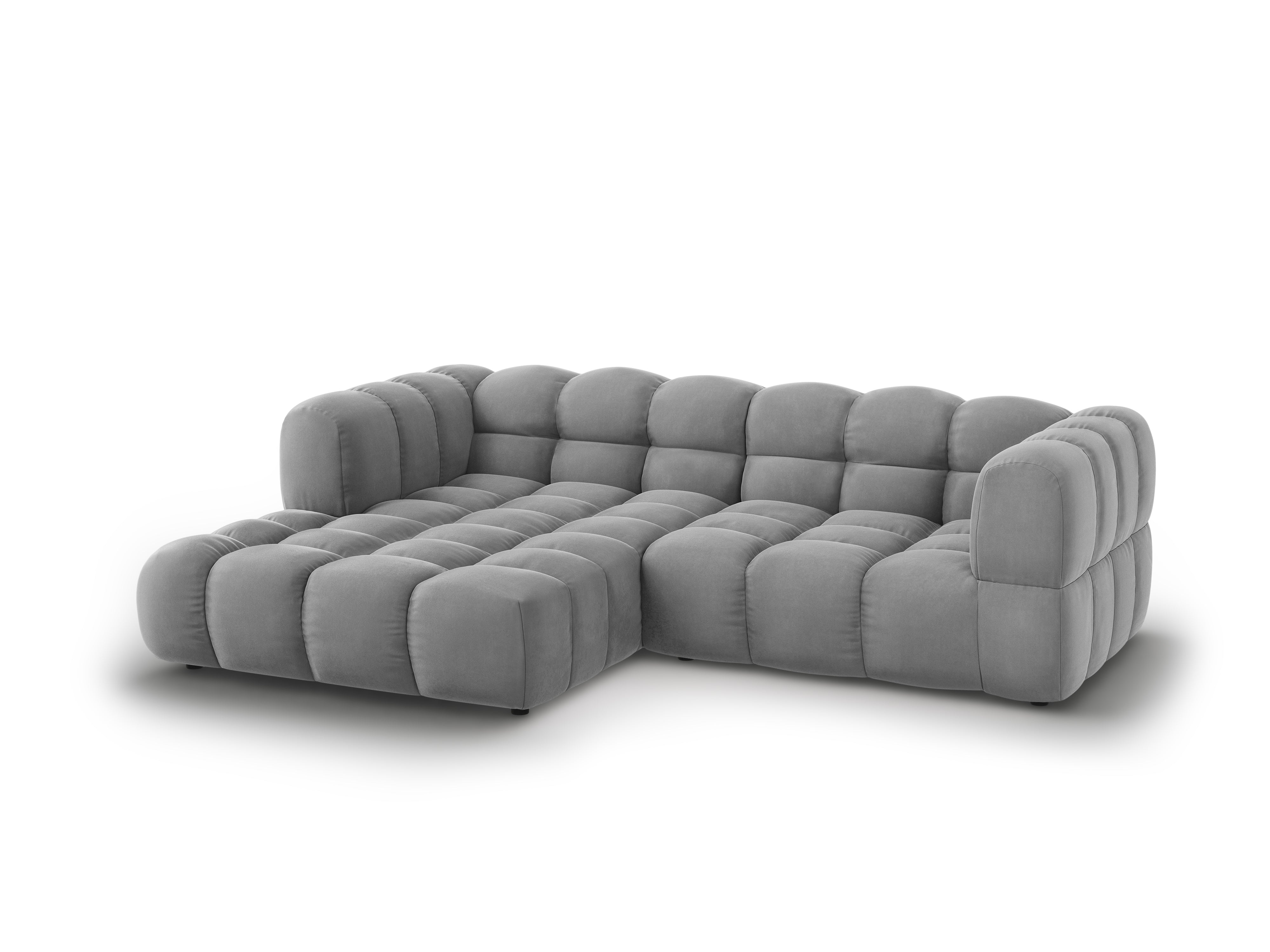 Narożnik aksamitny lewostronny 3-osobowy SKY jasnoszary Cosmopolitan Design Eye on Design