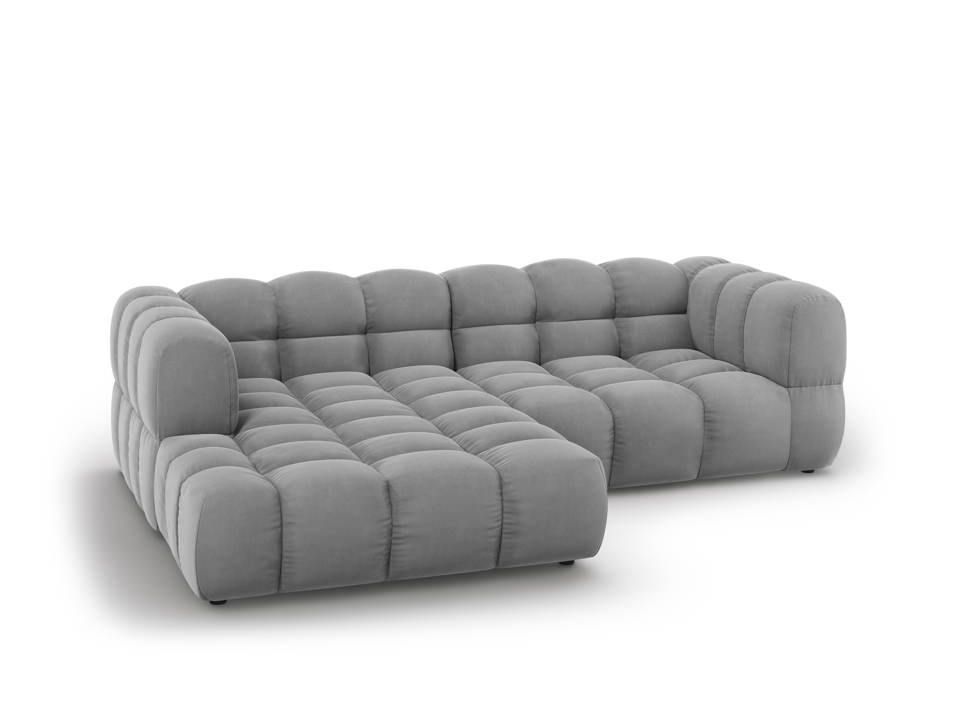 Narożnik aksamitny lewostronny 3-osobowy SKY jasnoszary Cosmopolitan Design Eye on Design