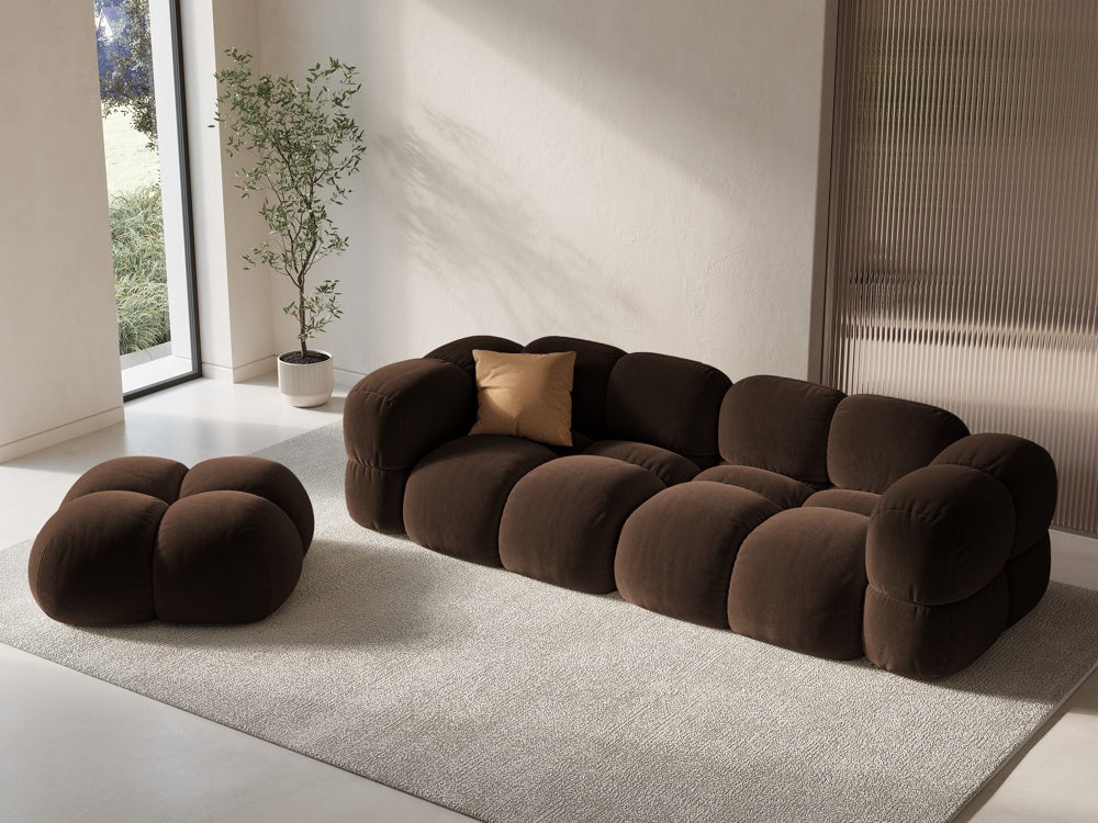 LORETTO chocolate velvet pouf