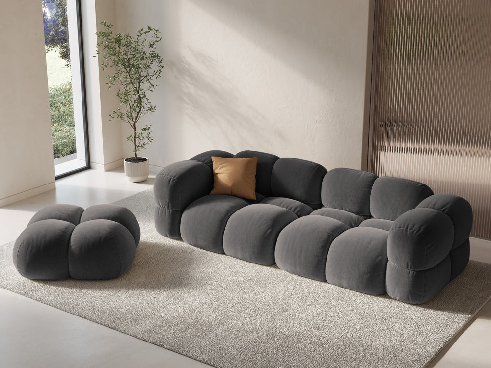 Samt Pouf LORETTO grau