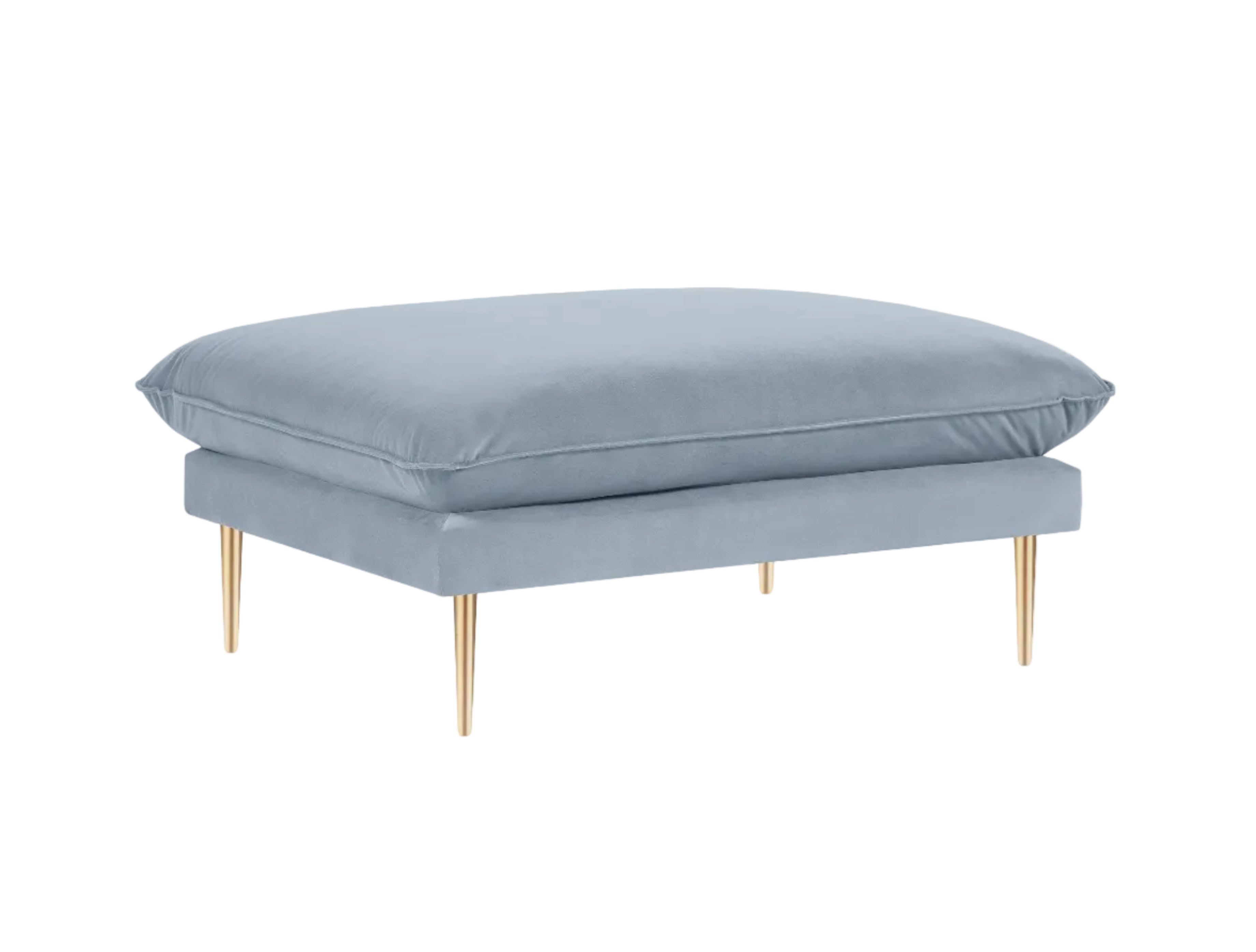 Samtpouf VIENNA hellblau mit goldenem Fuß