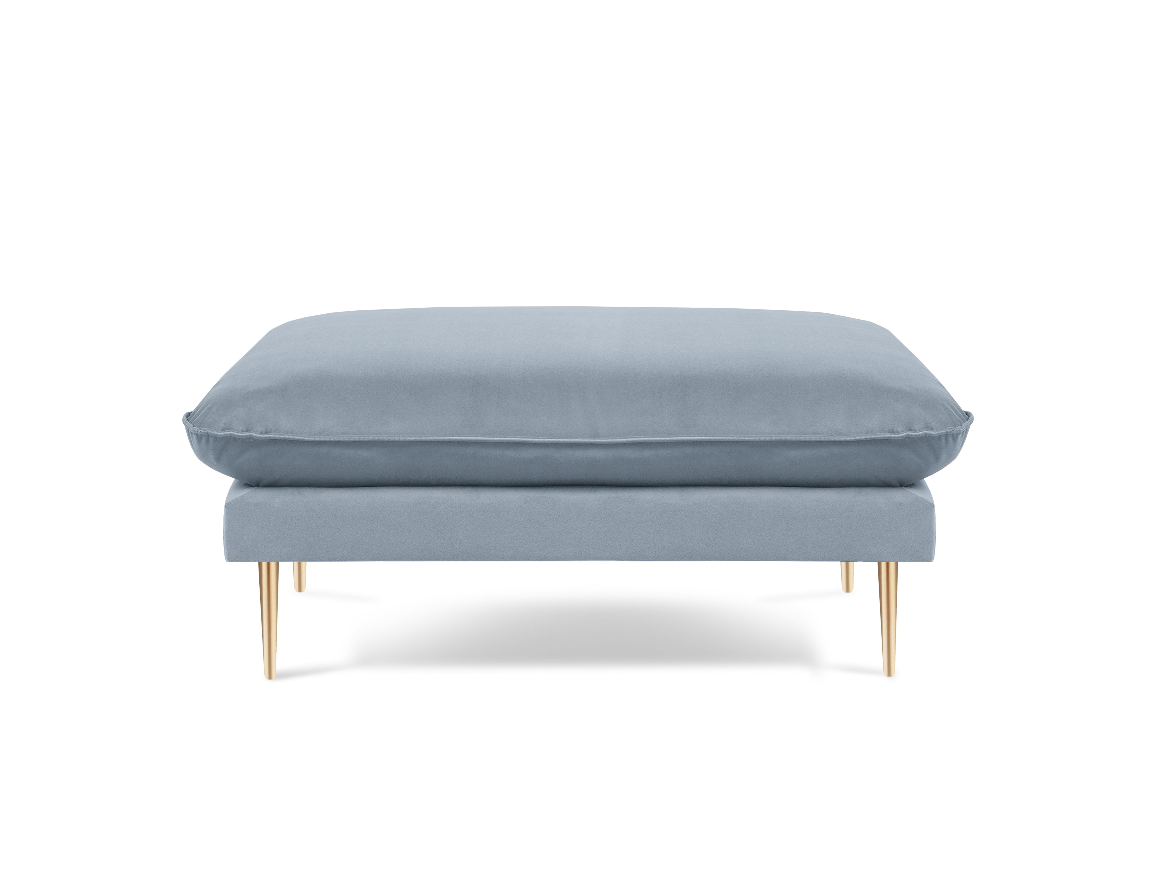 Samtpouf VIENNA hellblau mit goldenem Fuß
