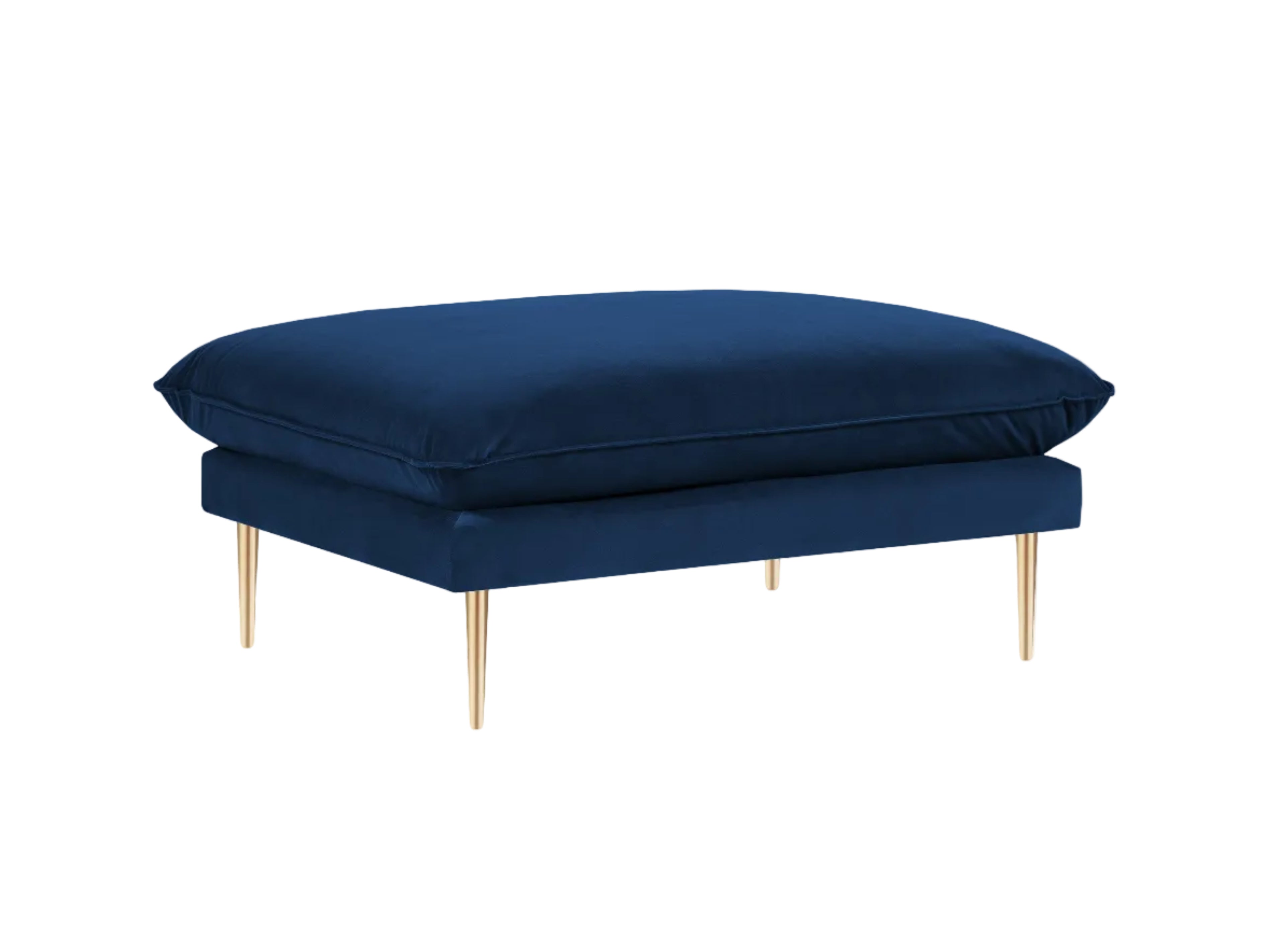 Samtpouf VIENNA in königsblau mit goldenem Fuß