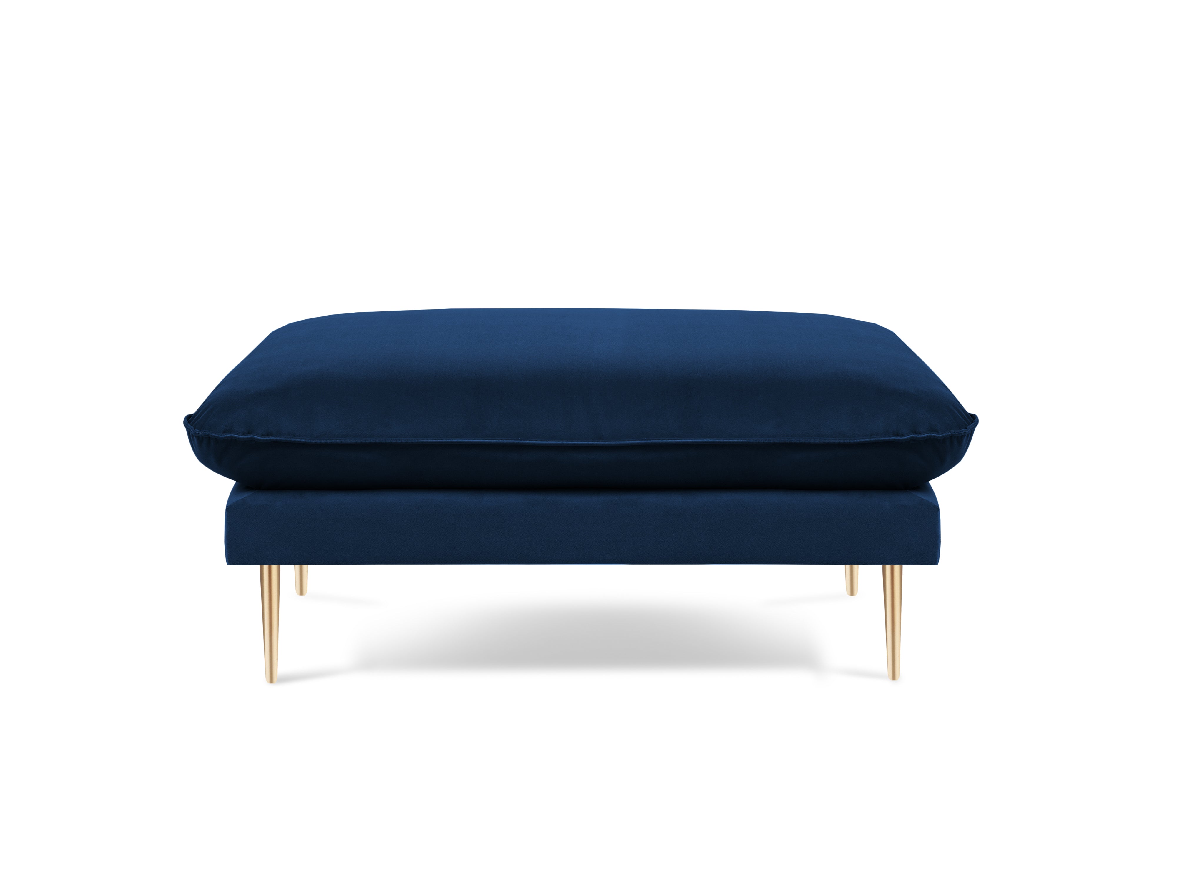 Samtpouf VIENNA in königsblau mit goldenem Fuß